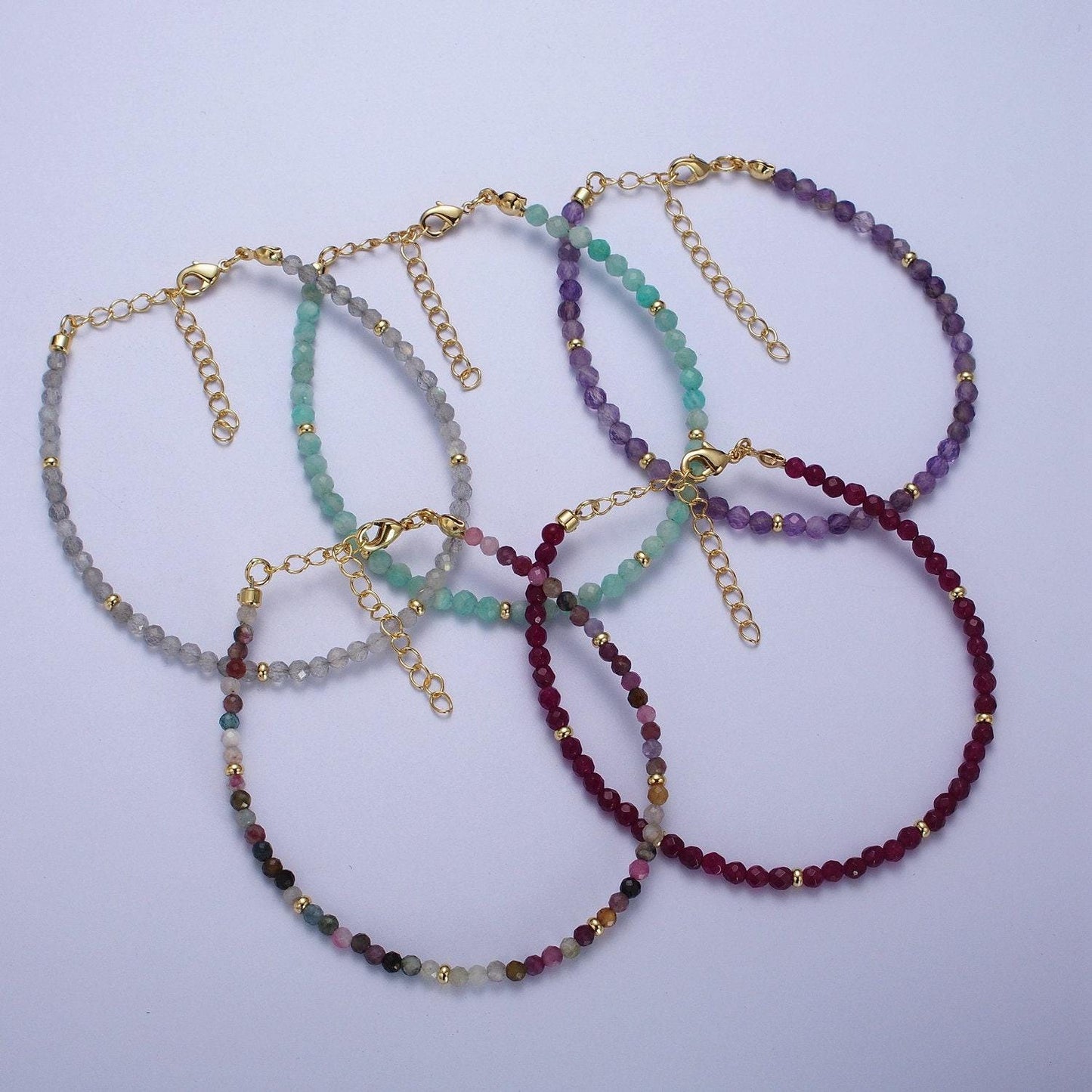 Dainty beaded bracelet tourmaline, amazonite, ruby, amethyst, moonstone jewelry handmade bracelet jewelry for valentine gift idea wa-1221
