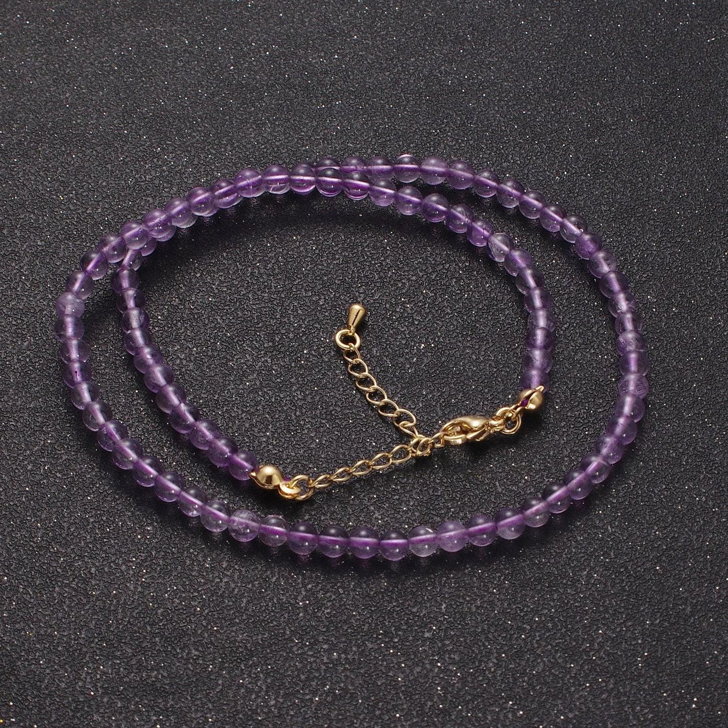 4.0mm purple rondelle glass beads necklace, 24k gold filled 16.5"+2.0" extender purple glass beads ready to wear necklace | wa-1184, wa-1193