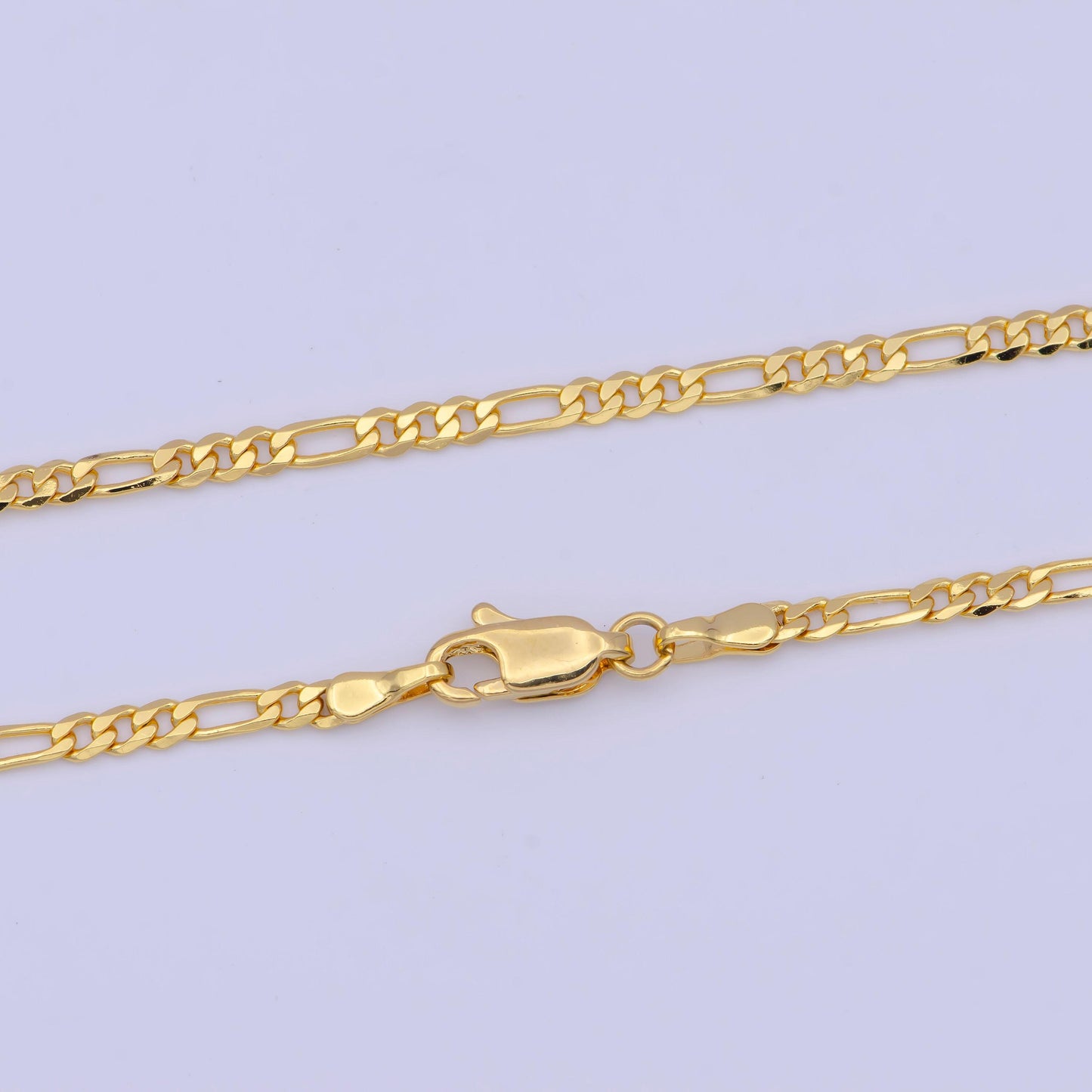 2.4mm gold figaro link necklace, 24k gold filled 19.8" figaro chain ready to wear necklace | wa-1130
