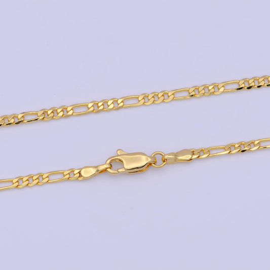 2.4mm gold figaro link necklace, 24k gold filled 19.8" figaro chain ready to wear necklace | wa-1130
