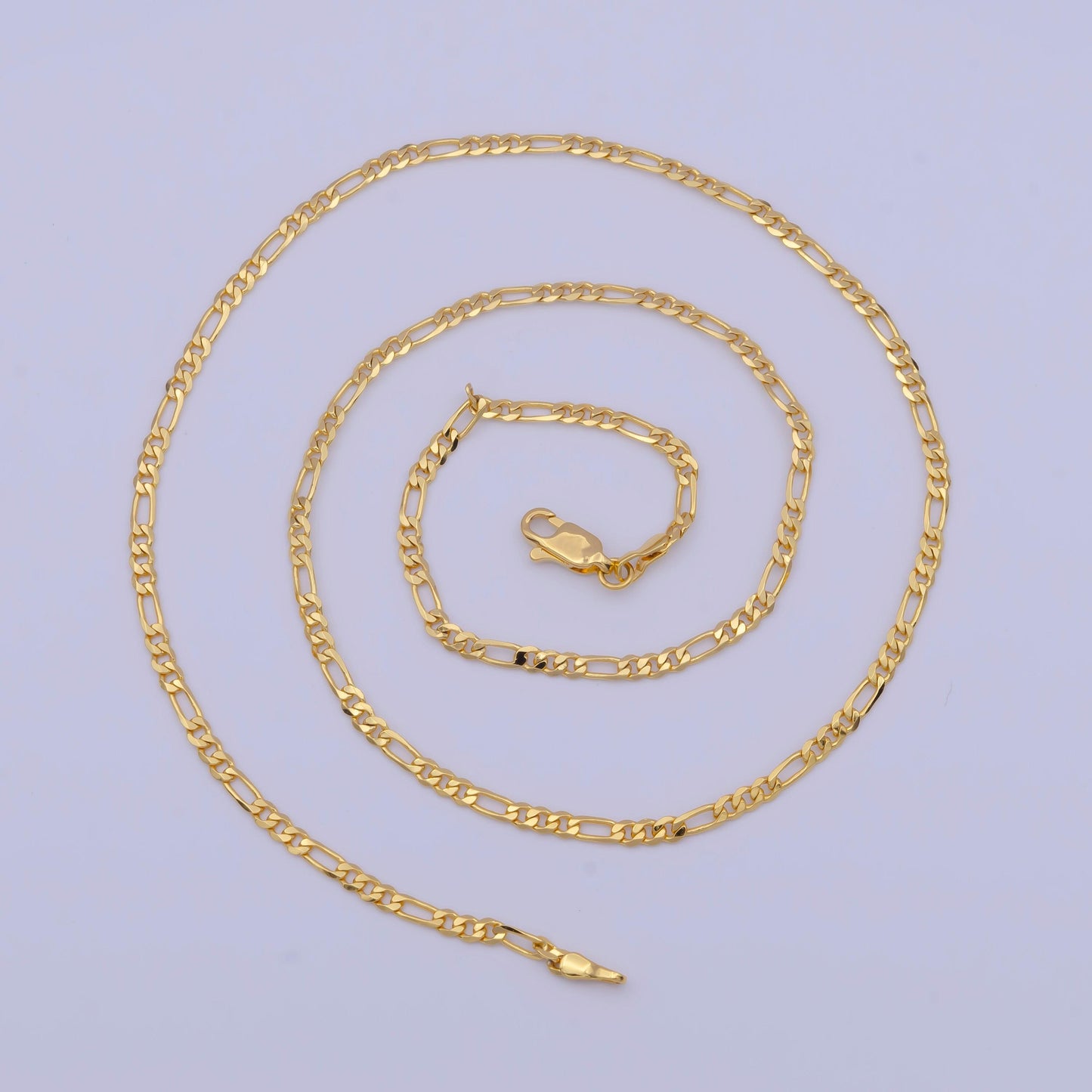 2.4mm gold figaro link necklace, 24k gold filled 19.8" figaro chain ready to wear necklace | wa-1130