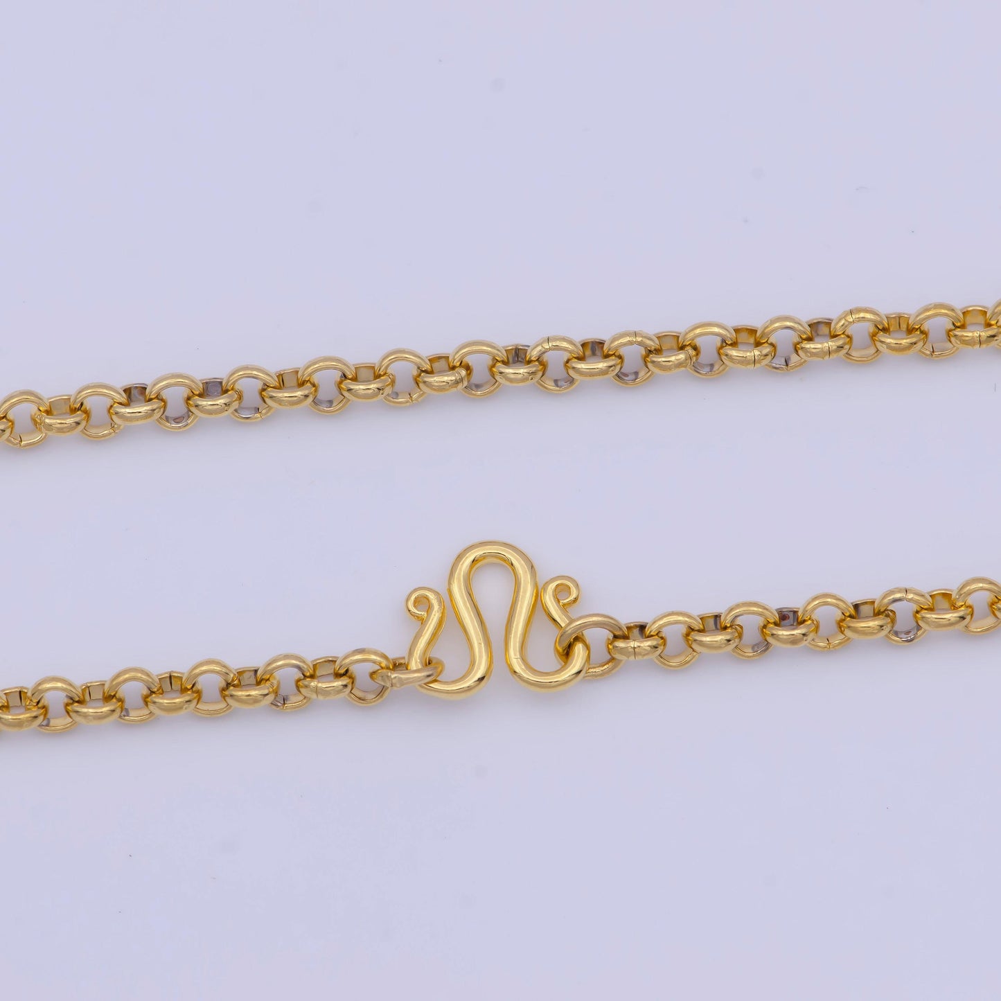 3.1mm thick gold rolo chain necklace, 24k gold plated 19.0" rolo link ready to wear necklace | wa-1126