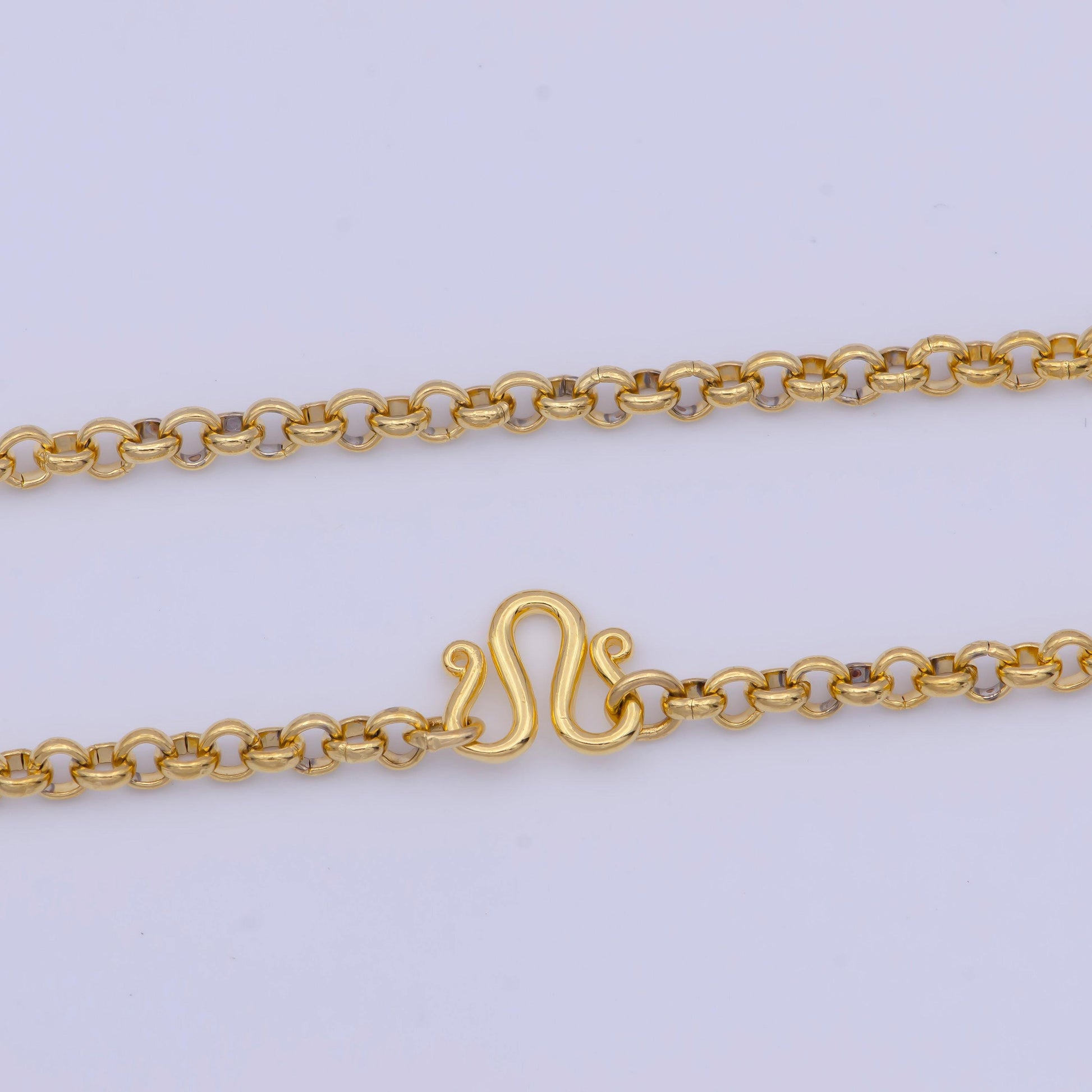 3.1mm thick gold rolo chain necklace, 24k gold plated 19.0" rolo link ready to wear necklace | wa-1126
