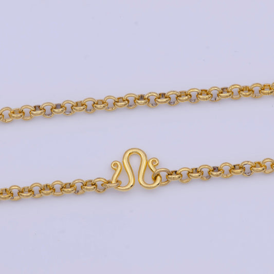 3.1mm thick gold rolo chain necklace, 24k gold plated 19.0" rolo link ready to wear necklace | wa-1126