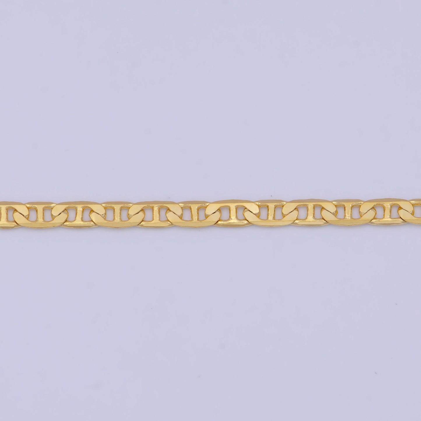 2.3mm gold mariner anchor chain necklace, 24k gold plated 17.8" mariner anchor link rectangular-look ready to wear necklace | wa-1125