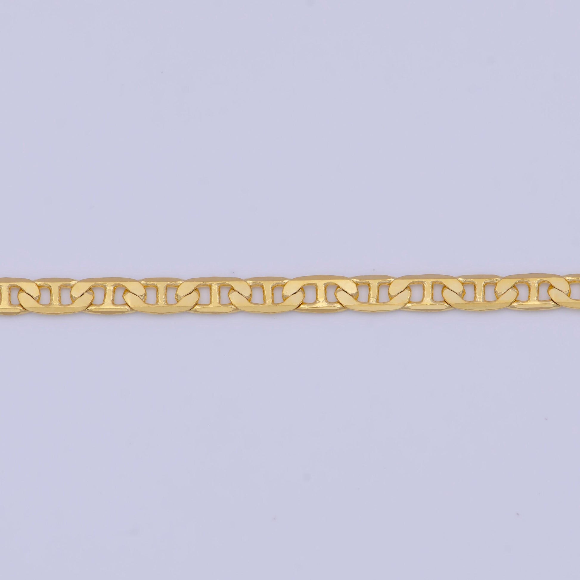 2.3mm gold mariner anchor chain necklace, 24k gold plated 17.8" mariner anchor link rectangular-look ready to wear necklace | wa-1125