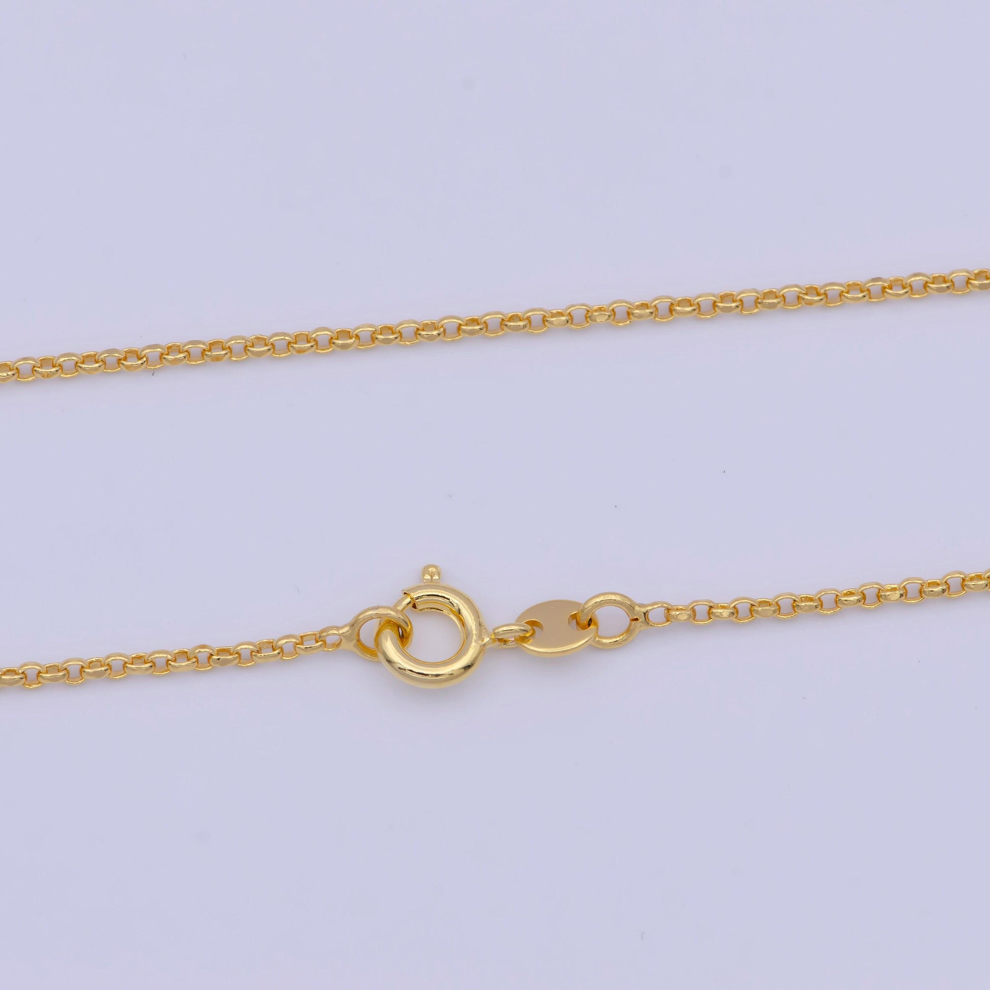 1.3mm dainty gold rolo chain necklace, 24k gold plated 19.6" or 17.8" rolo link ready to wear necklace | wa-1123, wa-1124