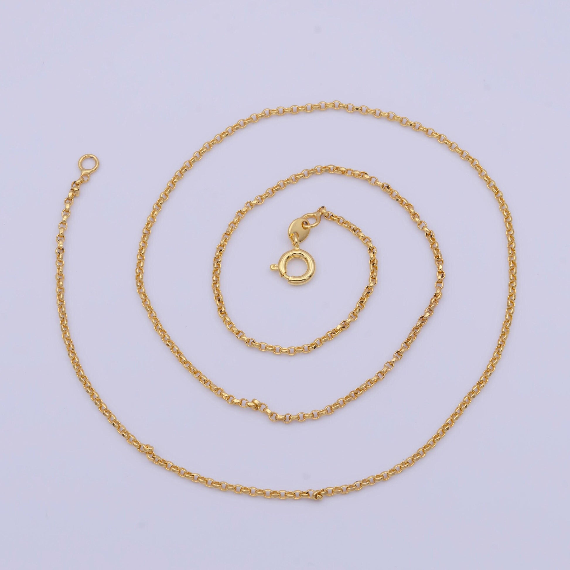1.3mm dainty gold rolo chain necklace, 24k gold plated 19.6" or 17.8" rolo link ready to wear necklace | wa-1123, wa-1124