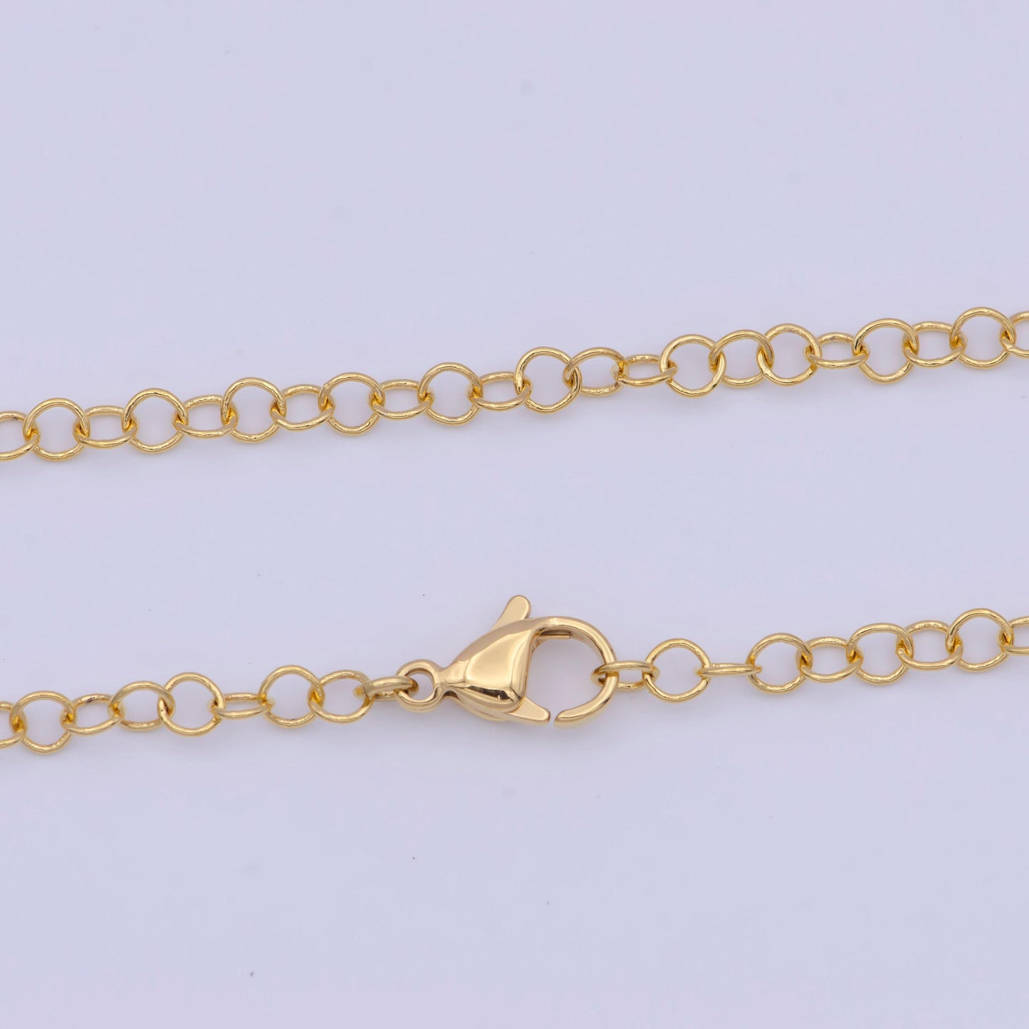 3.5mm gold cable chain necklace, 24k gold plated 17.3" thin medium links cable chain ready to wear necklace | wa-1119