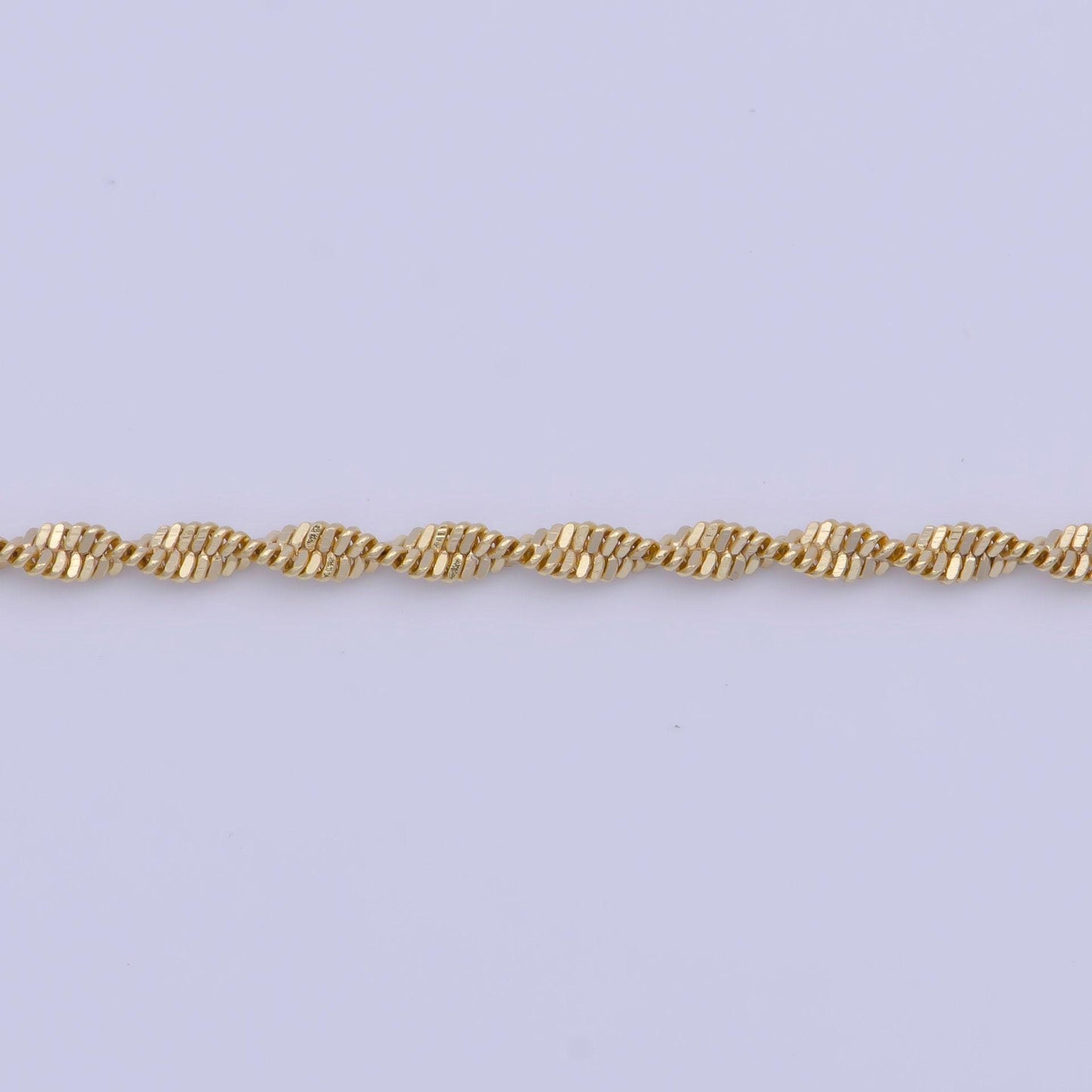 1.7mm gold singapore chain necklace, 24k gold plated 17.5" diamond cut singapore link ready to wear necklace | wa-1118