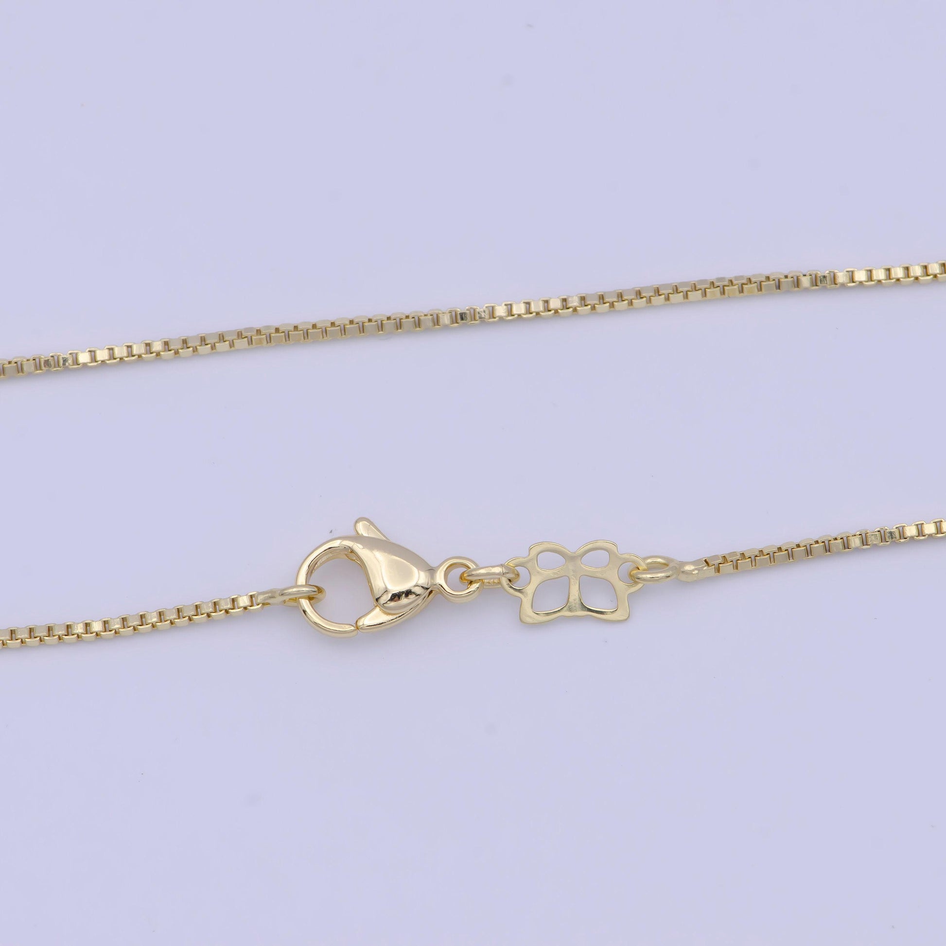 1.0mm dainty gold box chain necklace, 14k gold filled 18.0" box link ready to wear necklace | wa-1115