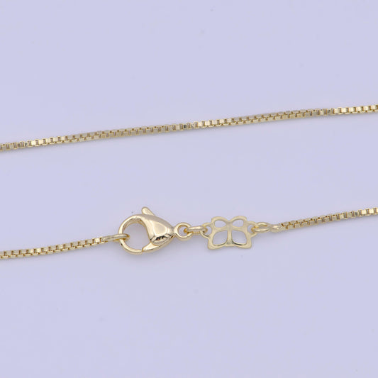 1.0mm dainty gold box chain necklace, 14k gold filled 18.0" box link ready to wear necklace | wa-1115