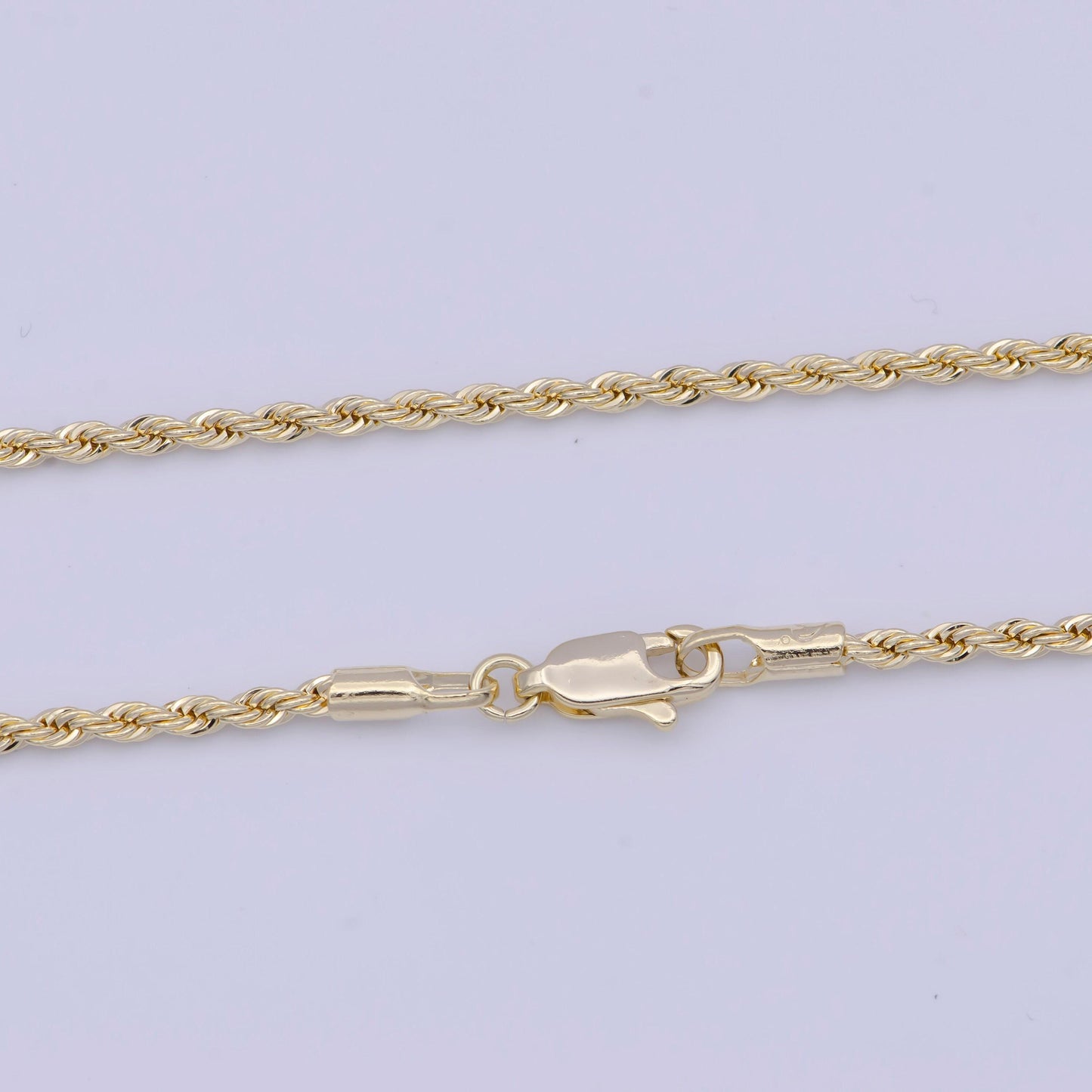 2.0mm gold twisted rope link necklace, 14k gold plated 19.0" rope chain ready to wear necklace | wa-1114