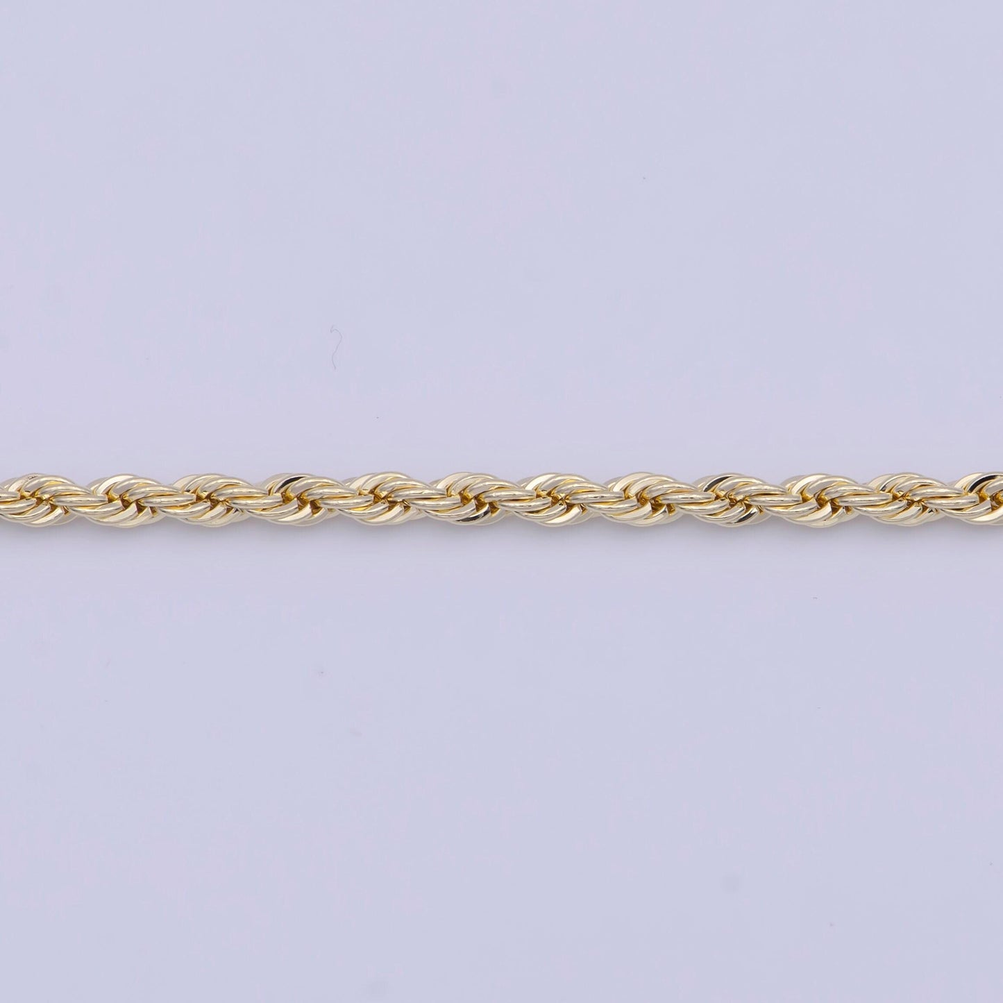 2.0mm gold twisted rope link necklace, 14k gold plated 19.0" rope chain ready to wear necklace | wa-1114