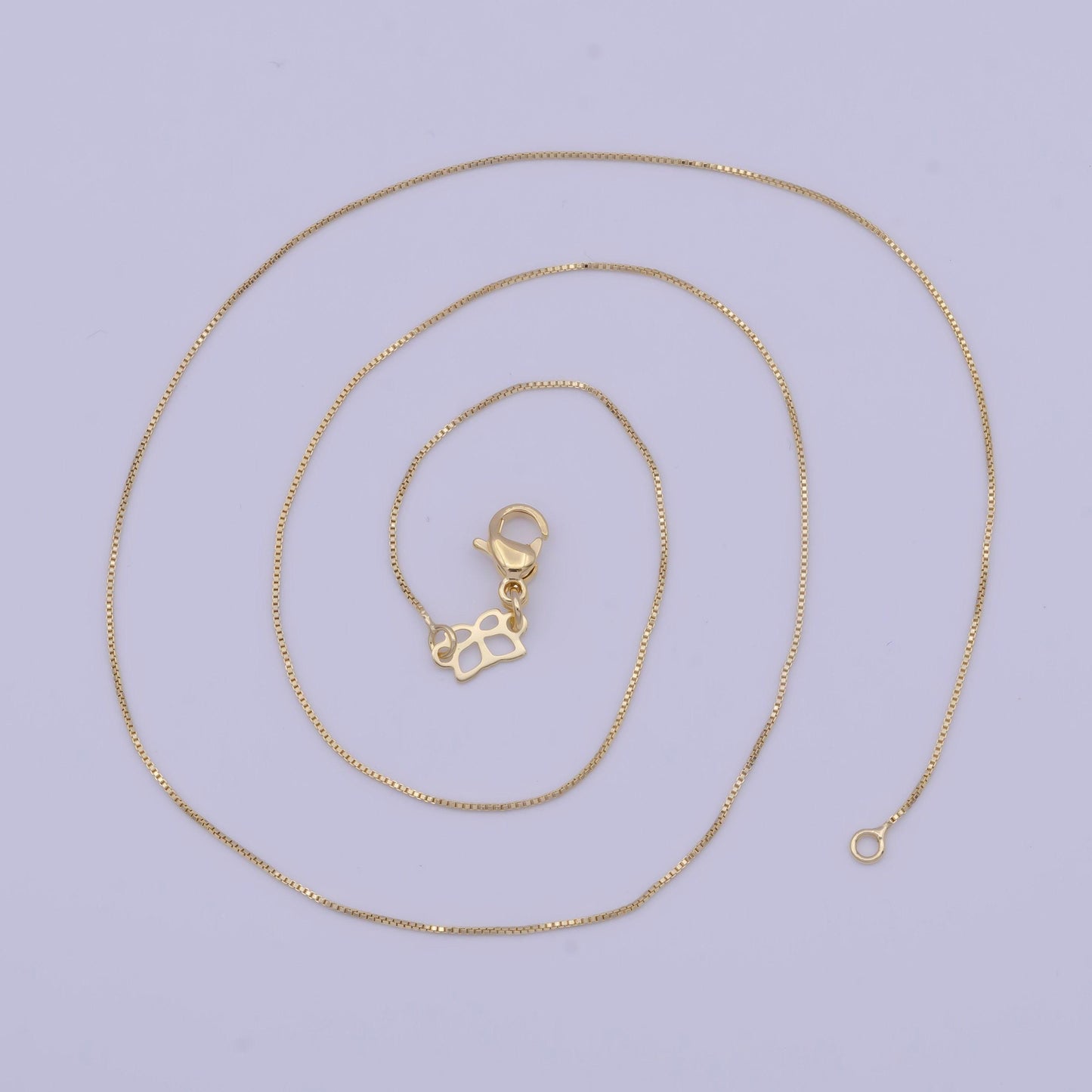 0.6mm dainty chain box necklace, 14k gold filled 18.0" simple box link ready to wear necklace | wa-1113