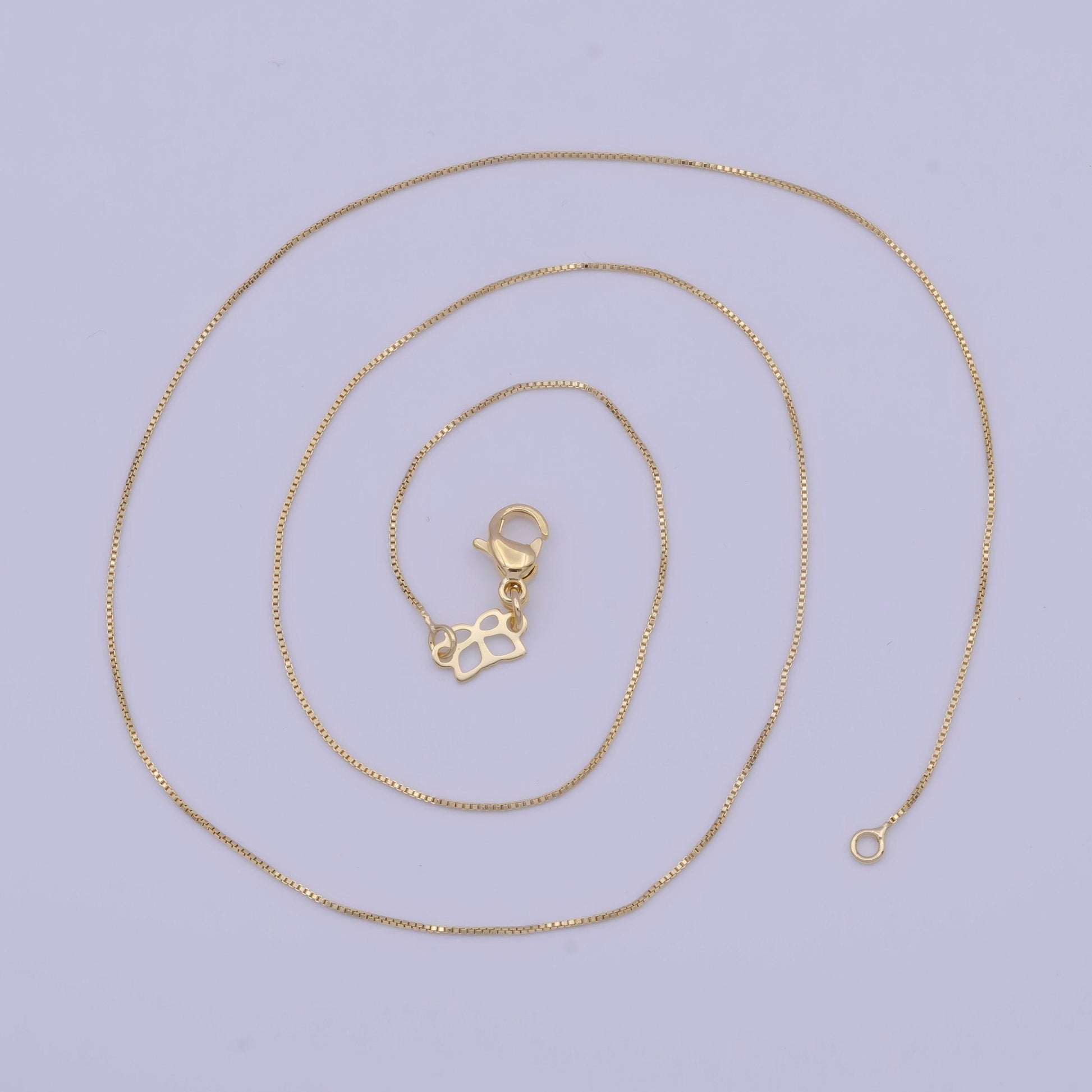0.6mm dainty chain box necklace, 14k gold filled 18.0" simple box link ready to wear necklace | wa-1113