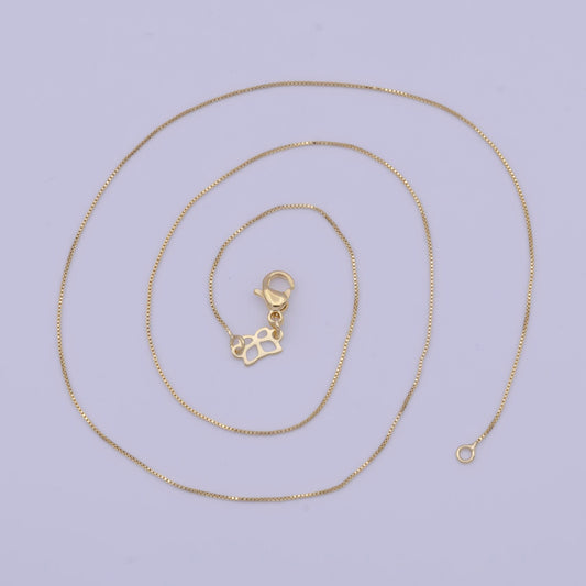 0.6mm dainty chain box necklace, 14k gold filled 18.0" simple box link ready to wear necklace | wa-1113