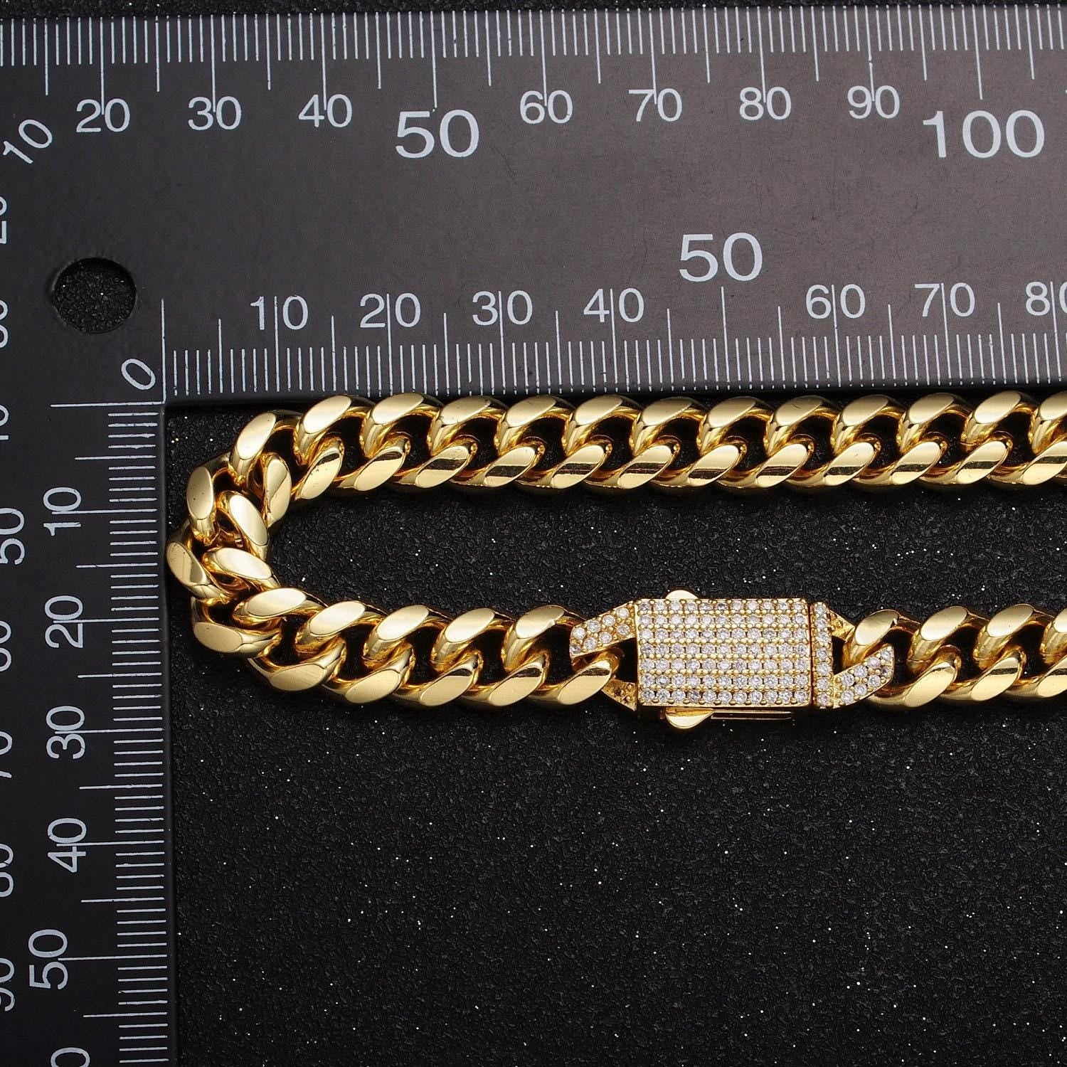 Micro paved cubic zirconia snap lock gold cuban curb choker necklace | wa-1106