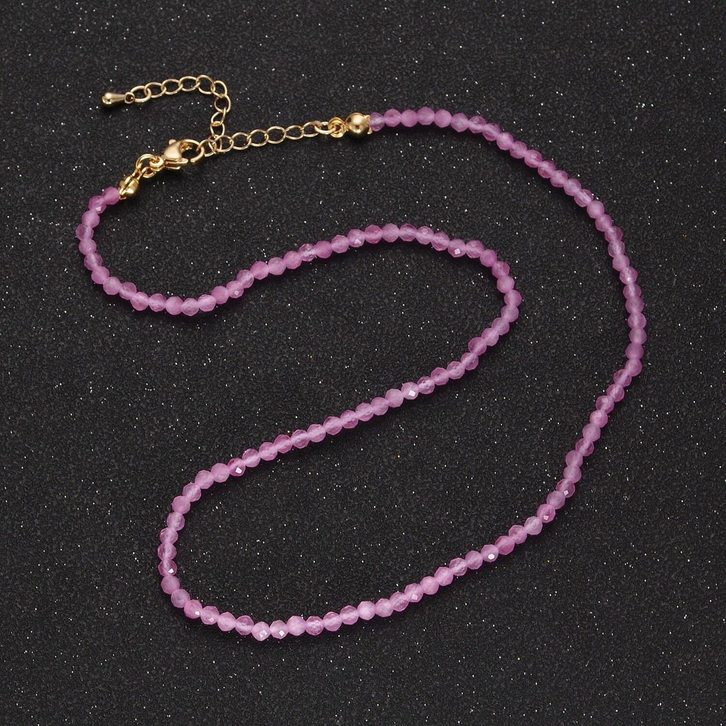 Handmade colorful bead necklace faceted rondelle gemstone necklace blue pink red purple crystal jewelry, tranquility necklace