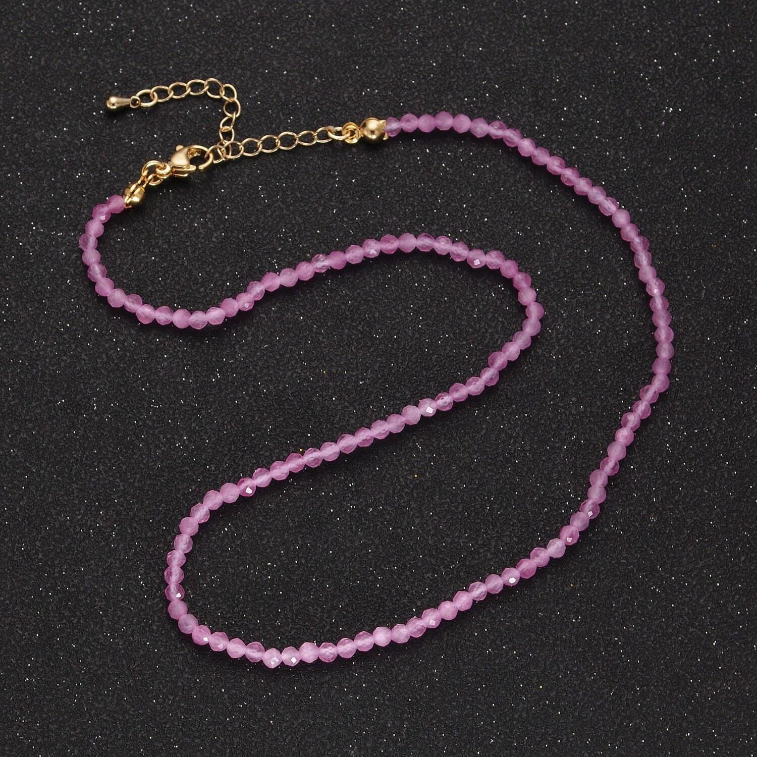 Handmade colorful bead necklace faceted rondelle gemstone necklace blue pink red purple crystal jewelry, tranquility necklace