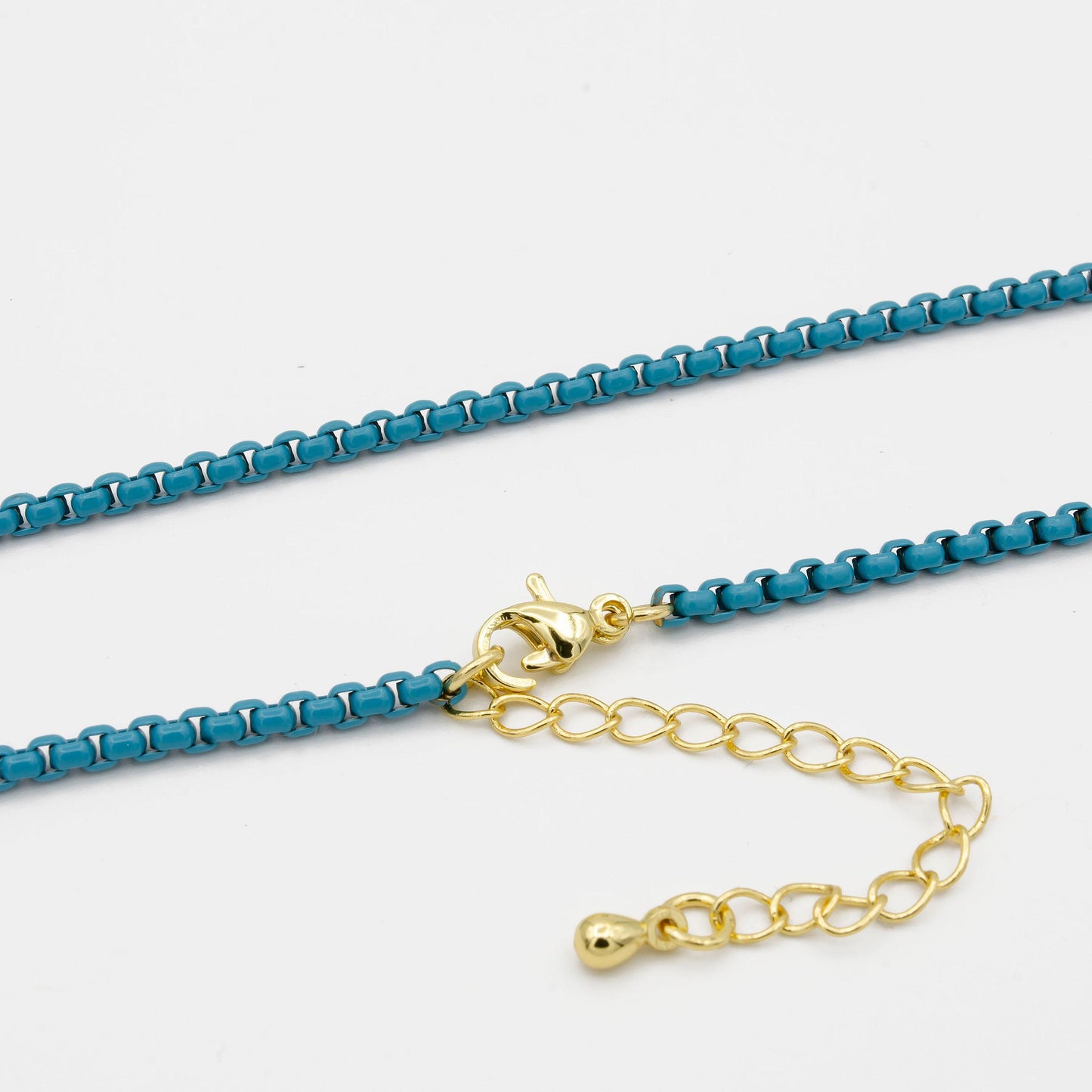 1pc 18''+2 " ready to wear teal fancy enamel link rolo cable chain square link chain necklace,width 2.6mm perfect for pendantcharm,1022