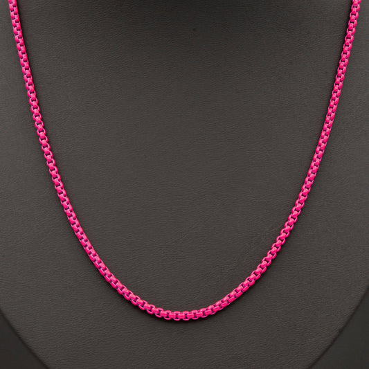 1pc 18''+2 " ready to wear fuchsia fancy enamel link rolo cable chain,square link chain necklace,width 2.6mm perfect for pendant charm,1018
