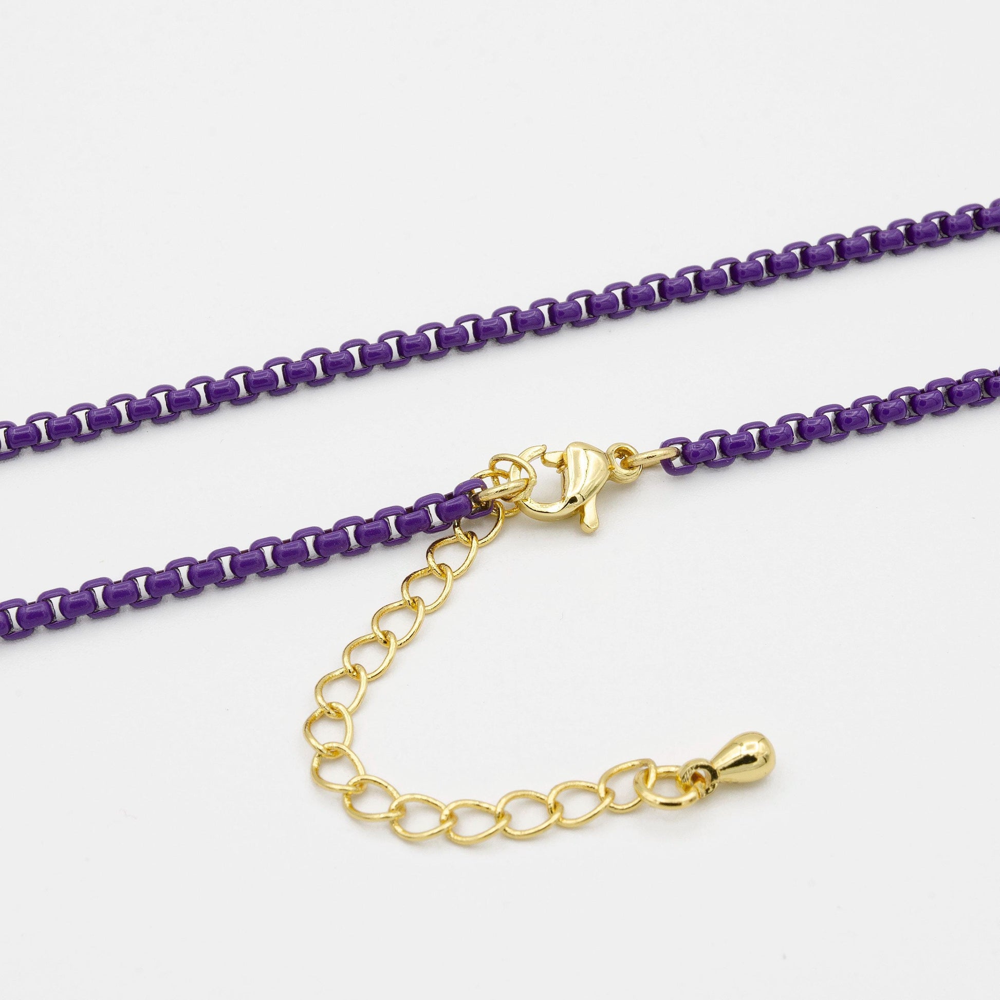 1pc 18''+2 " ready to wear purple fancy enamel link rolo cable chain,square link chain necklace,width 2.6mm perfect for pendant charm,1017