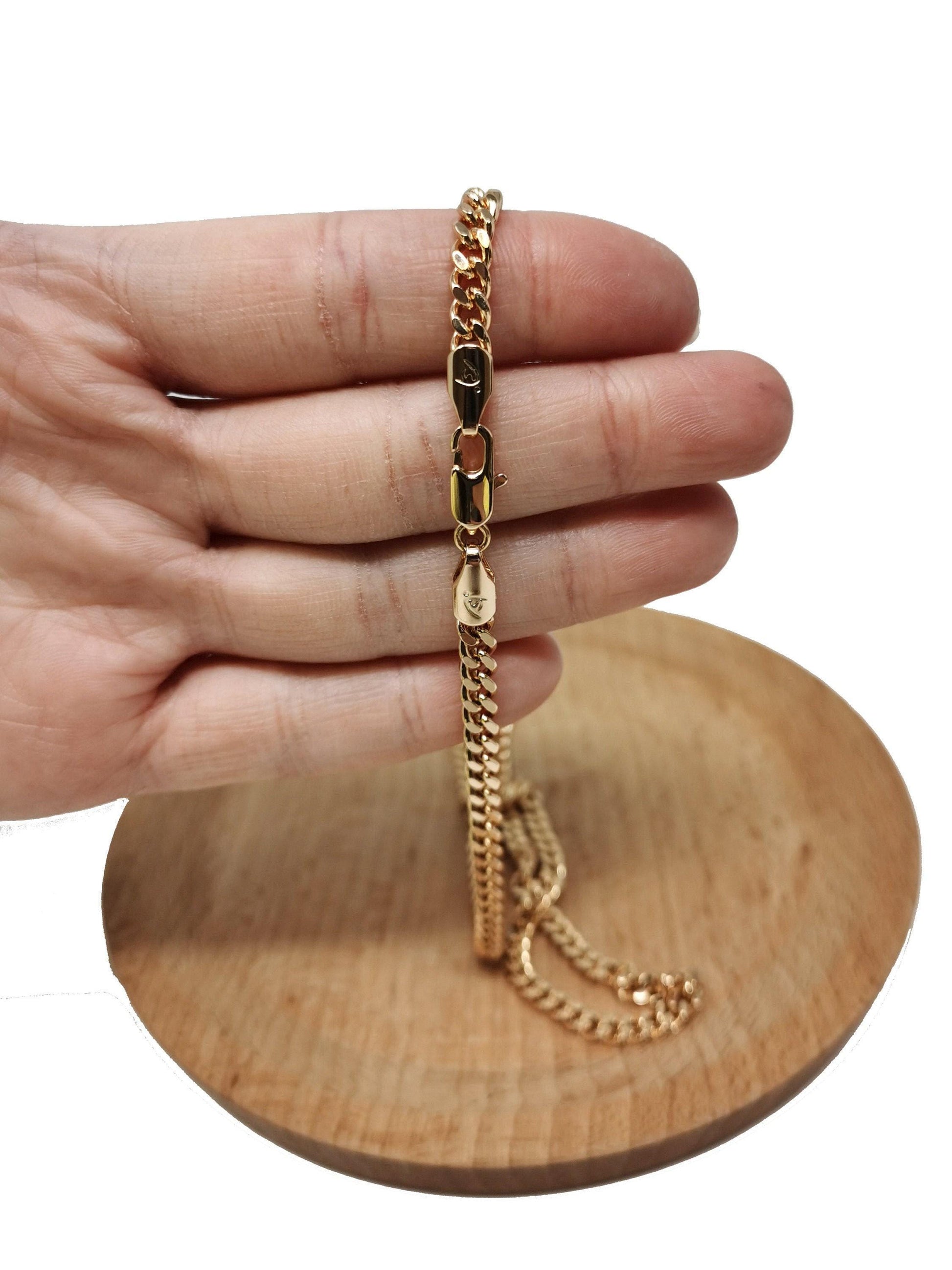 1 pc 19.9'' 3mm width ready to use 24k gold plated cuban curb necklace bracelet chain, layering curb chain, for necklace bracelet, 967