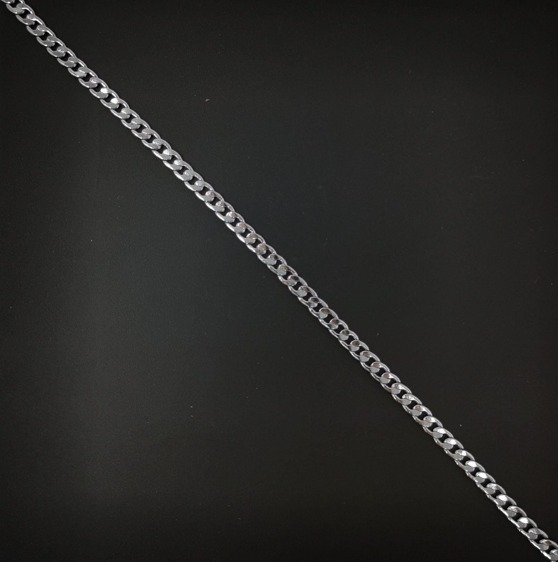 1pc 19.7'' ready to use white gold cuban curb necklace chain, layer curb chain dainty necklace, pendant charm necklace, ch-964