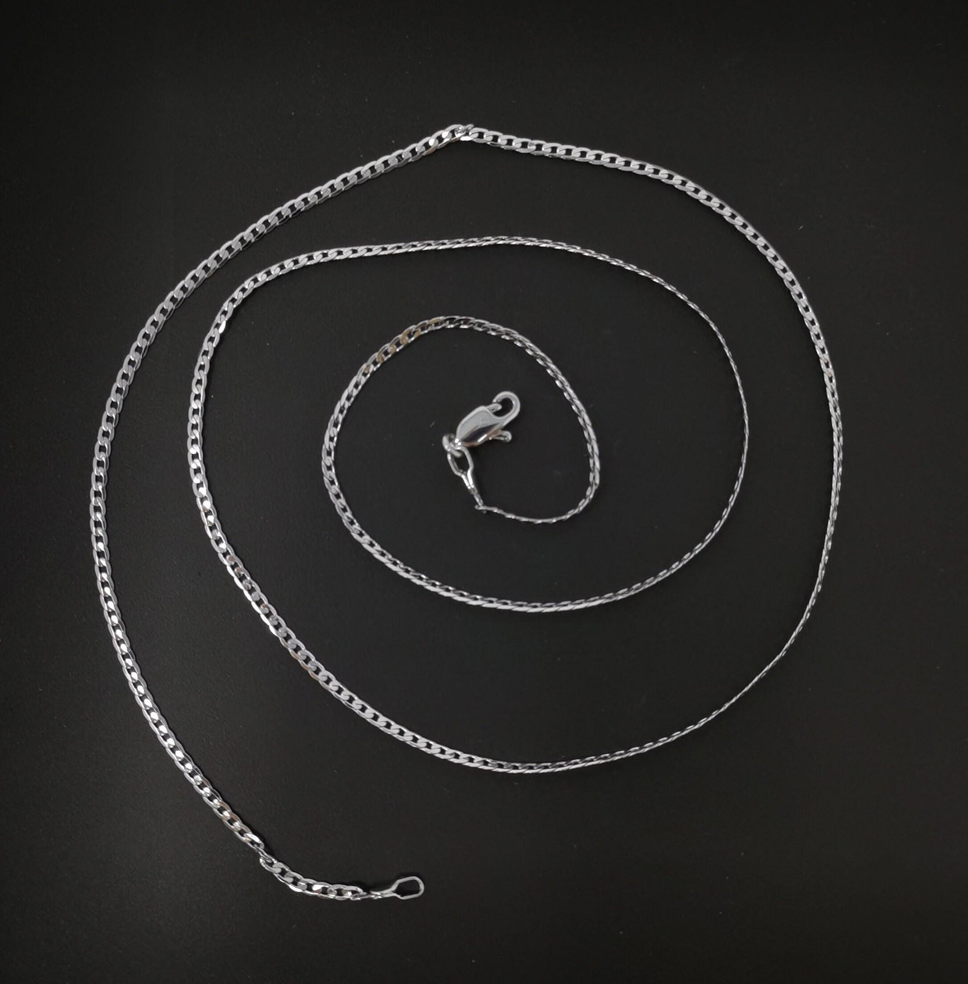 1pc 17.7'' ready to use white gold cuban curb necklace chain, layer curb chain dainty necklace, pendant charm necklace, ch - 956
