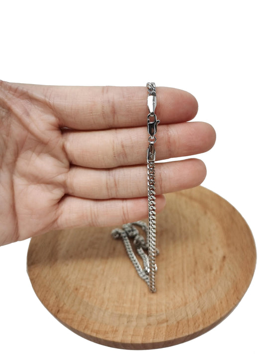 1pc 17.8'' ready to use white gold cuban curb necklace chain, layer curb chain dainty necklace, pendant charm necklace, ch - 953