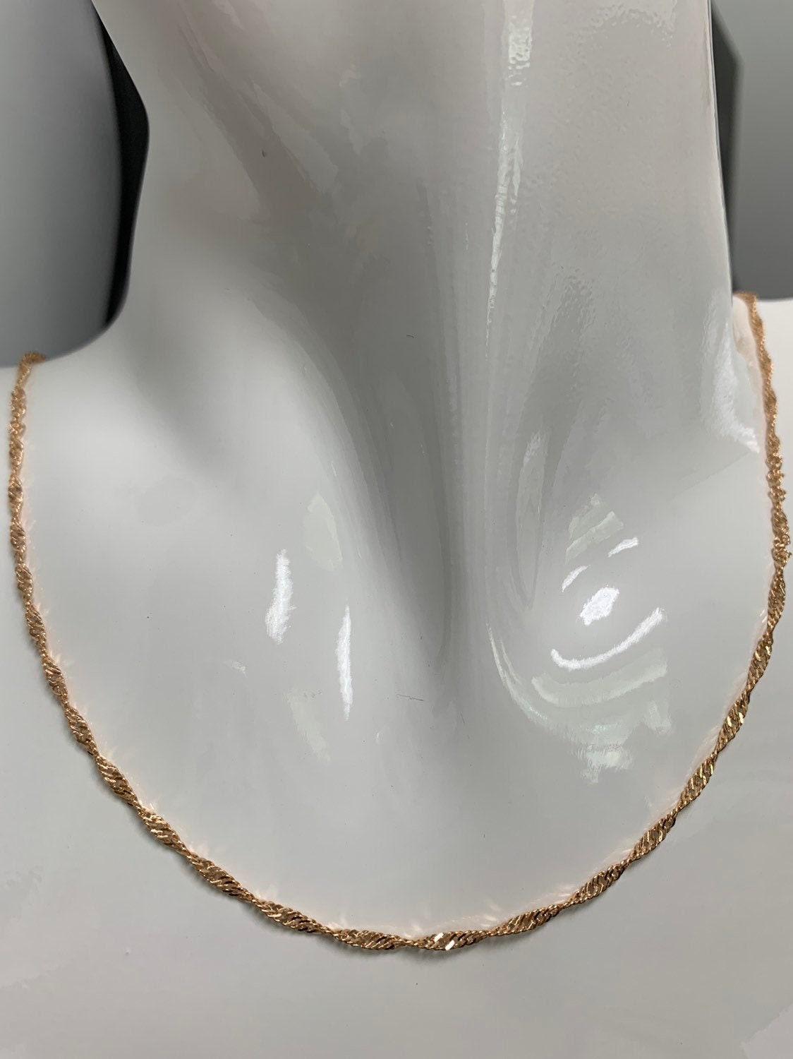 1pc 17.7'' ready to use 18k gold singapore necklace chain, layering spiral chain dainty necklace, perfect for pendant necklace, 837