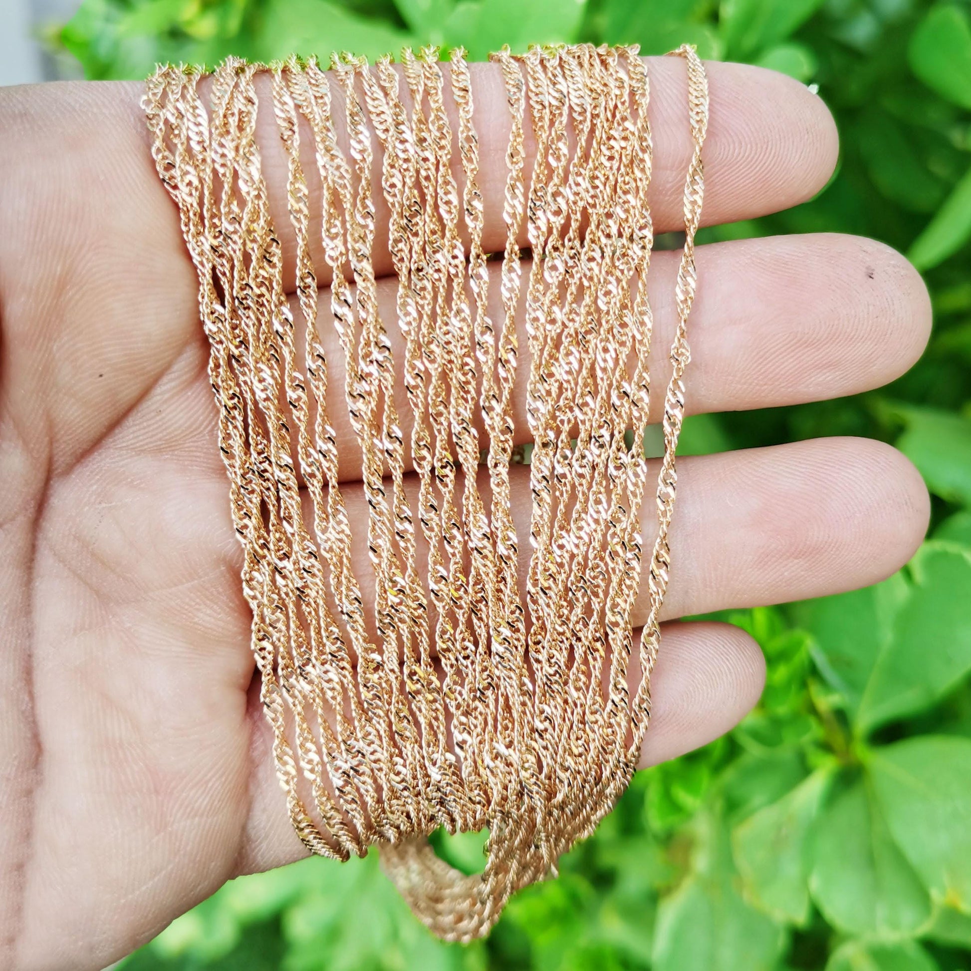 1pc 17.7'' ready to use 18k gold singapore necklace chain, layering spiral chain dainty necklace, perfect for pendant necklace, 837