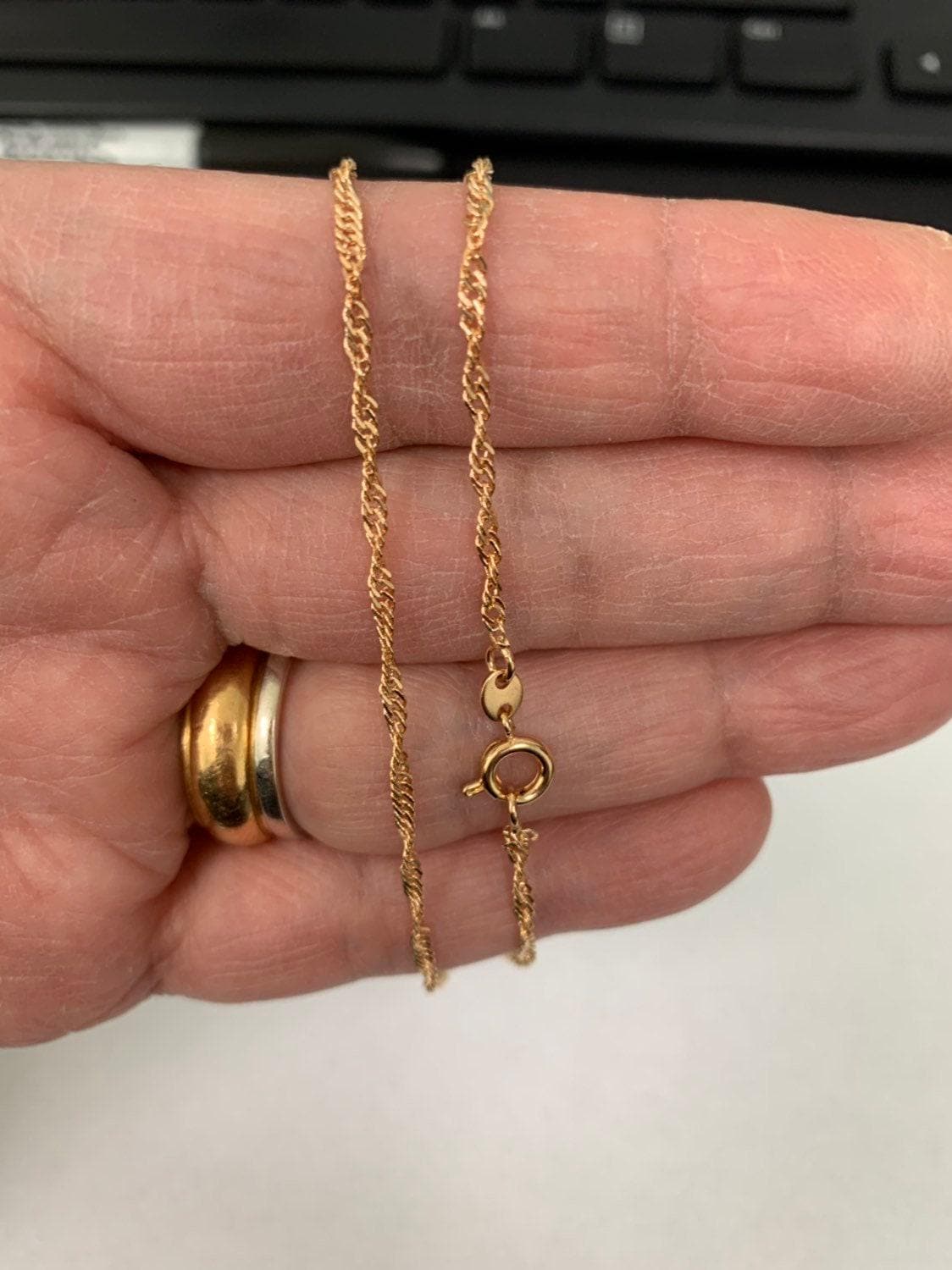 1pc 17.7'' ready to use 18k gold singapore necklace chain, layering spiral chain dainty necklace, perfect for pendant necklace, 837