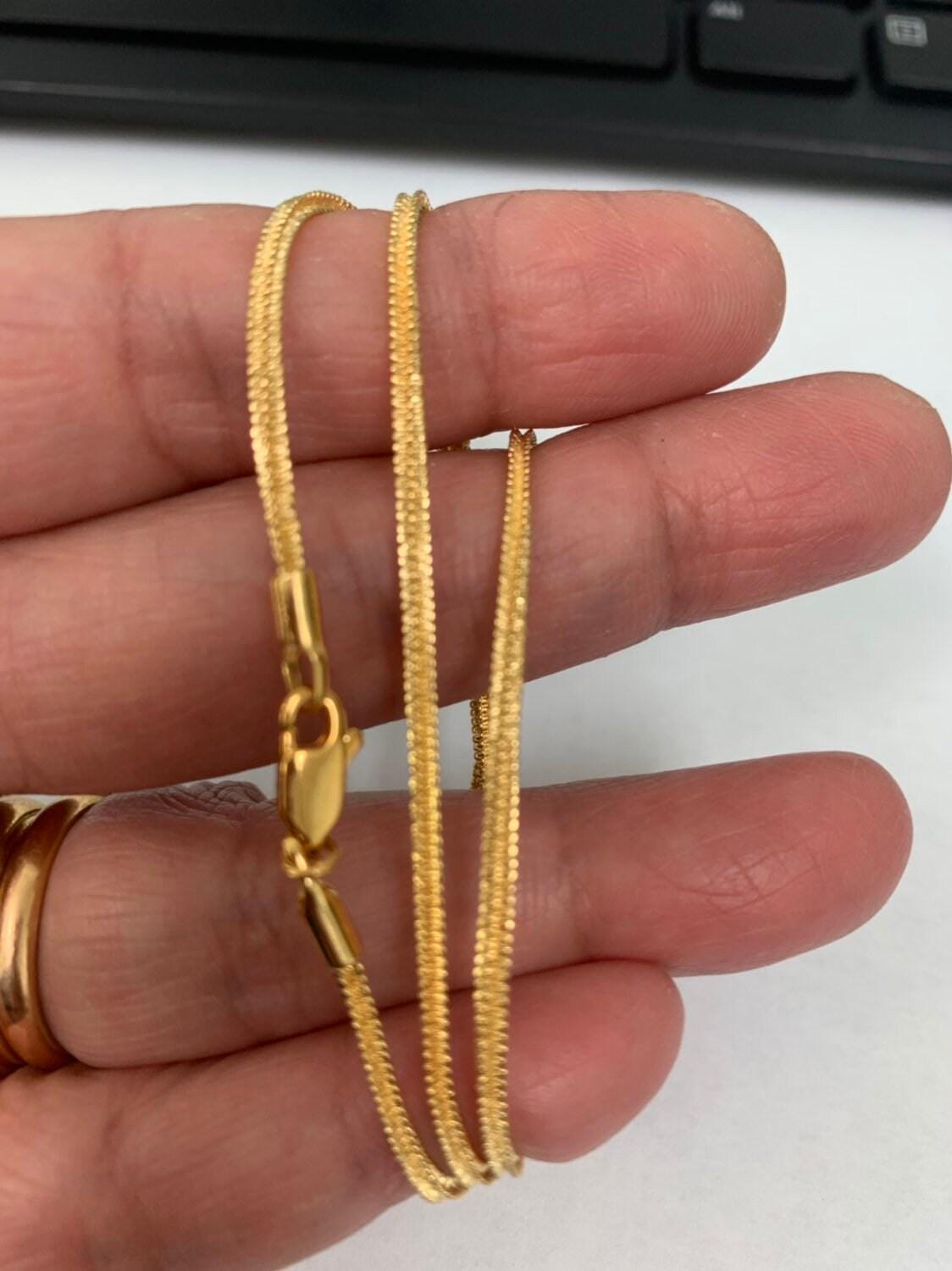 1pc 17.7'' ready to use 24k gold vermeil box necklace chain, layer square chain bold necklace, for pendant charm necklace making, 823
