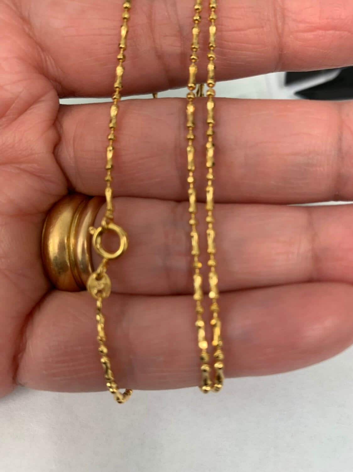 1pc 23.4'' ready to use 24k gold beads and bones necklace chain, layering beaded chain, dainty beaded for pendant chain necklace, 810