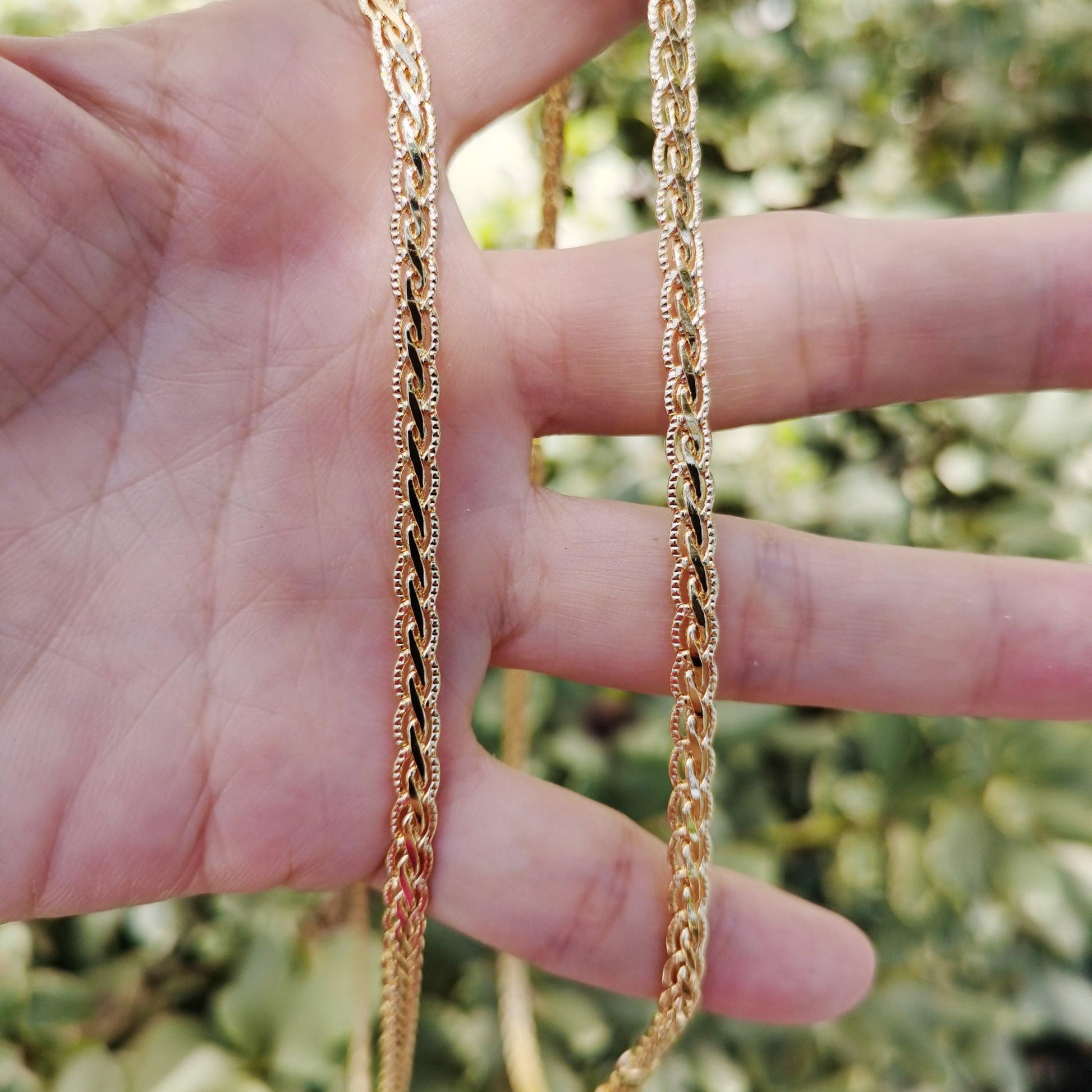 1pc 20'' ready to use gold palma braid necklace chain, layering unique chain bold necklace, perfect for pendant charm necklace, 754