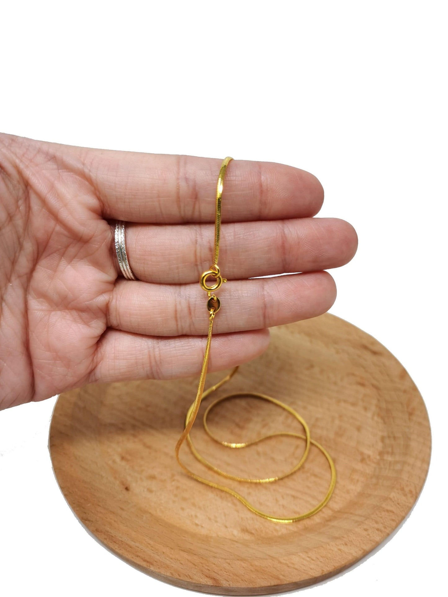 1pc 19.6'' ready to use 24k gold cocoon necklace chain, layer snake chain dainty necklace, for pendant charm necklace making, 471/295