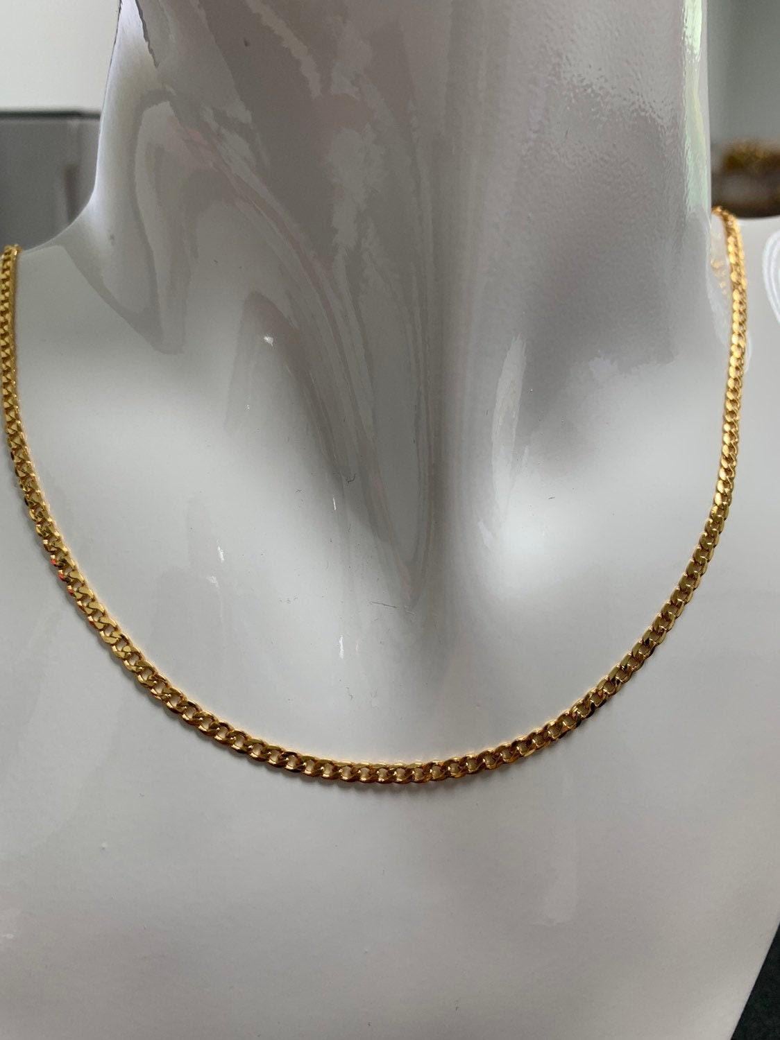 1pc 20'' ready to use 24k gold cuban curb necklace chain, layering curb chain necklace, lobster clasp, width is 2.4mm,cn - 292