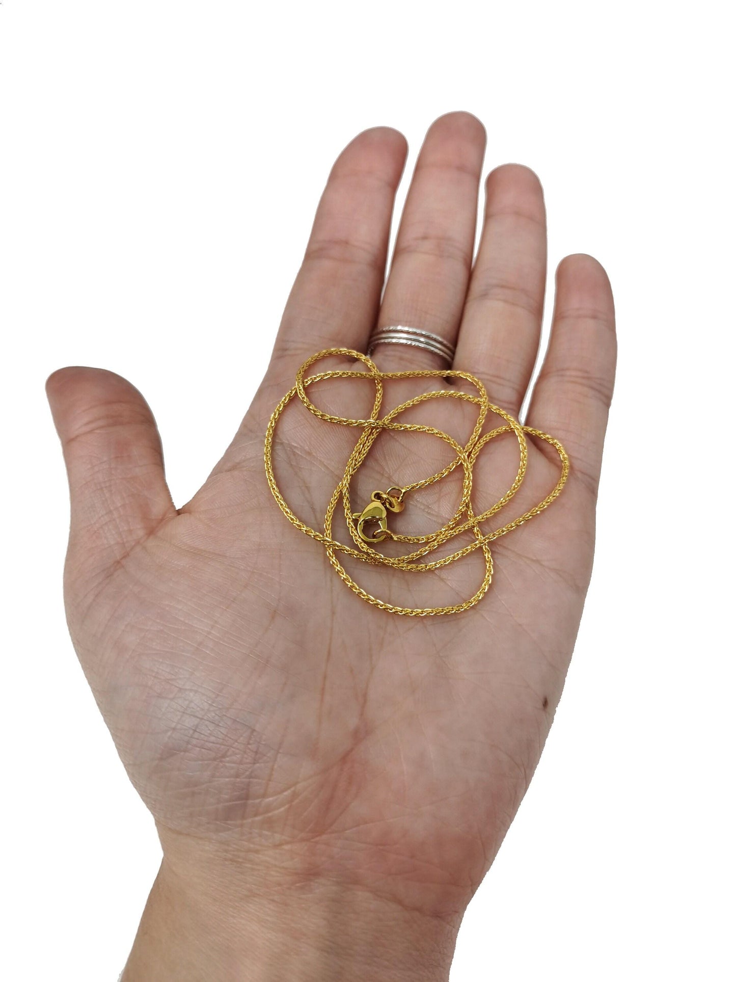 1pc 19.5'' ready to use 24k gold wheat necklace chain, layer fox tail chain dainty necklace, for pendant charm necklace making, 249