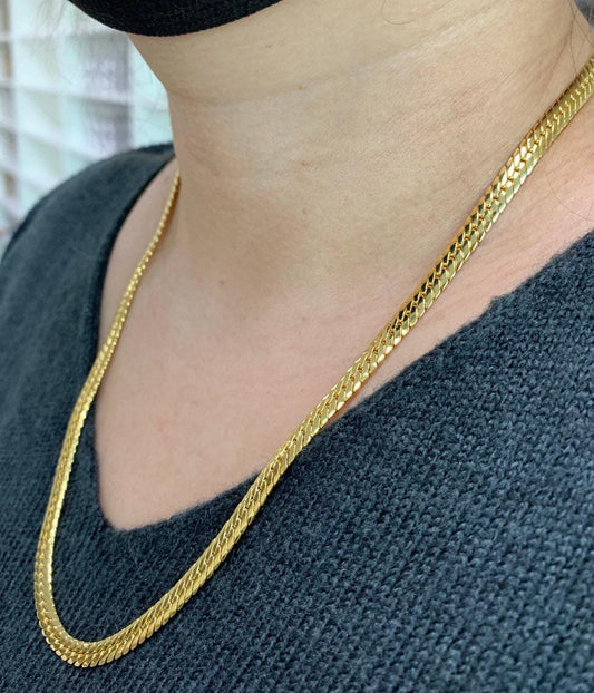 1pc -23.5'' ready to use 24k gold plated herringbone curb necklace chain, layer curb chain dainty necklace, for pendant necklace making, 184