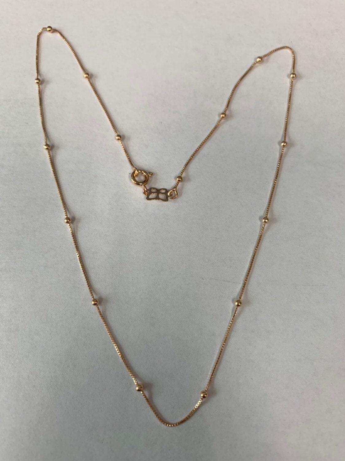 18'' ready to use rose gold thin rolo necklace chain, layering ball box chain dainty necklace, for pendant charm necklace, 765