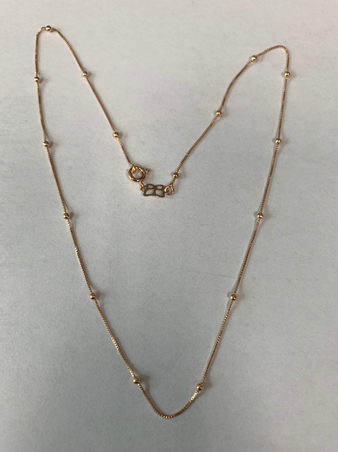 18'' ready to use rose gold thin rolo necklace chain, 0.9mm width layering ball box chain dainty necklace, for pendant charm necklace, 762