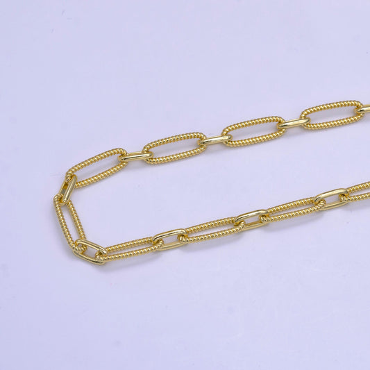 Gold oval paper clip chain by yard link cable twisted elongate chain new design paperclip chain roll-1515