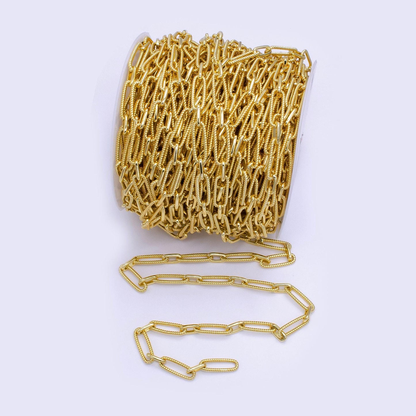 Gold oval paper clip chain by yard link cable twisted elongate chain new design paperclip chain roll-1515