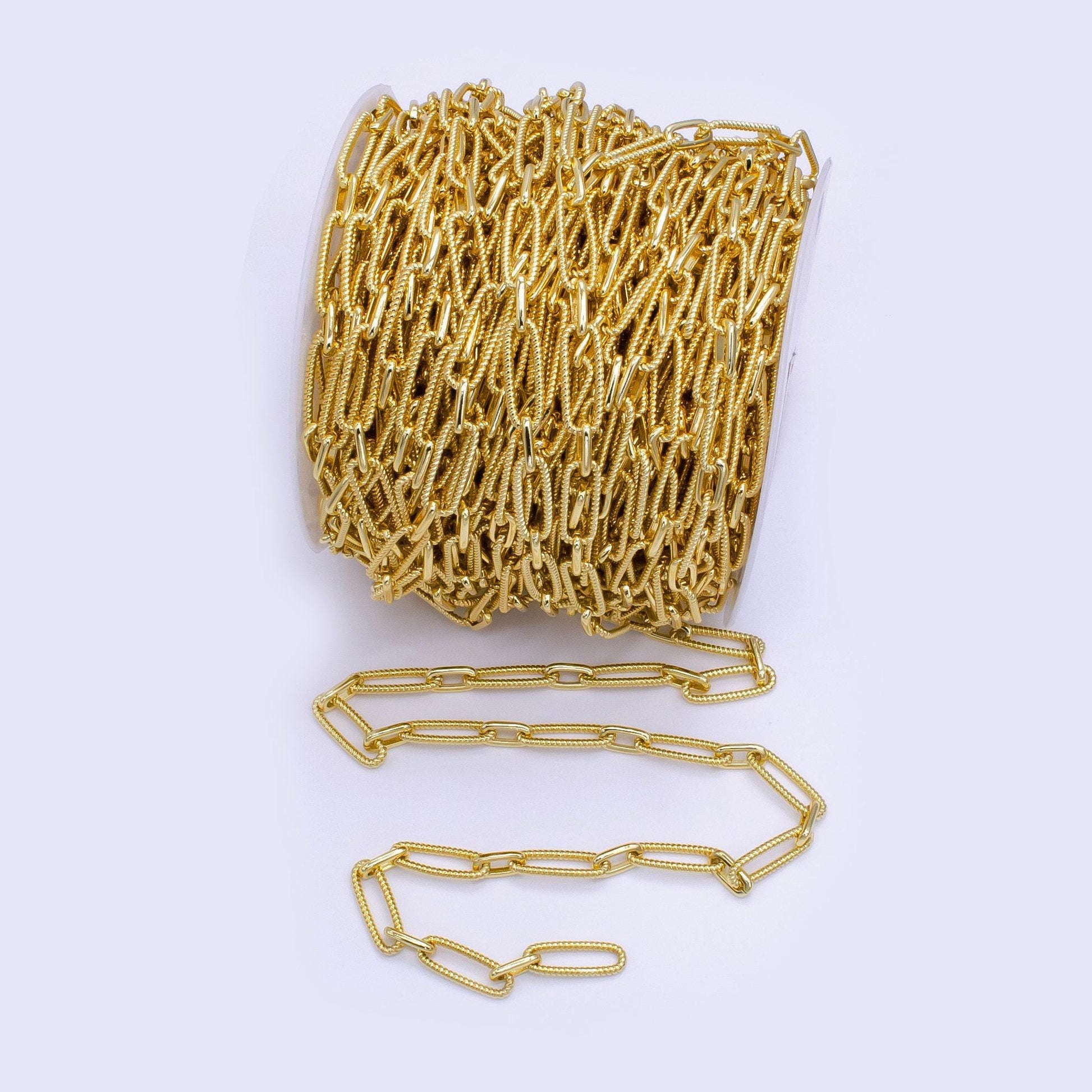 Gold oval paper clip chain by yard link cable twisted elongate chain new design paperclip chain roll-1515