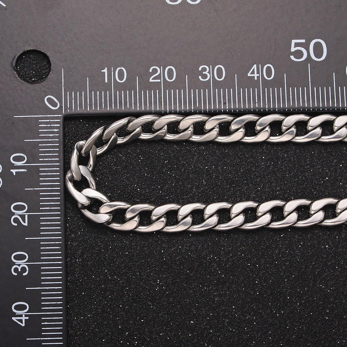 Rhodium plated 5.5mm miami cuban chain, unfinished chain by yard silver curb wholesale chain for diy jewelry making roll-1491
