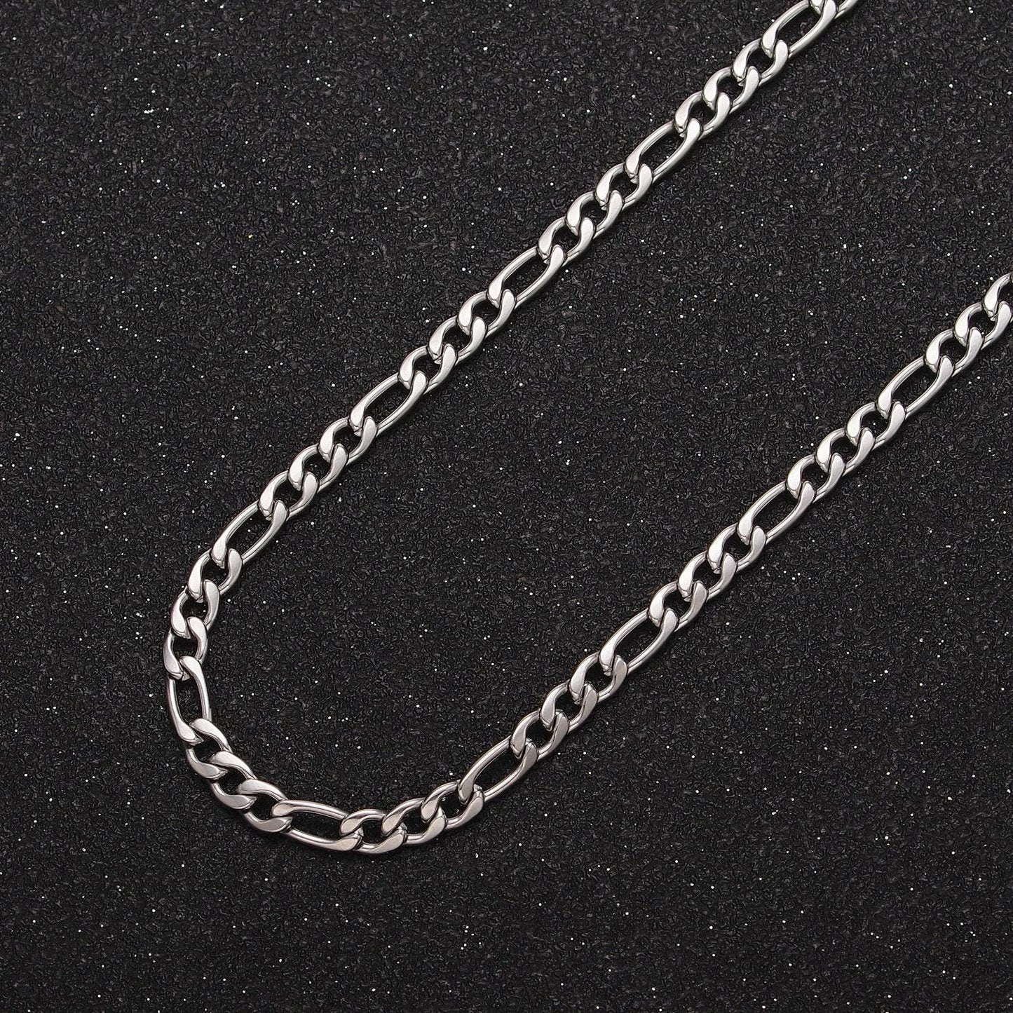 White gold filled 3.5mm figaro unfinished chain for jewelry making | roll-1490