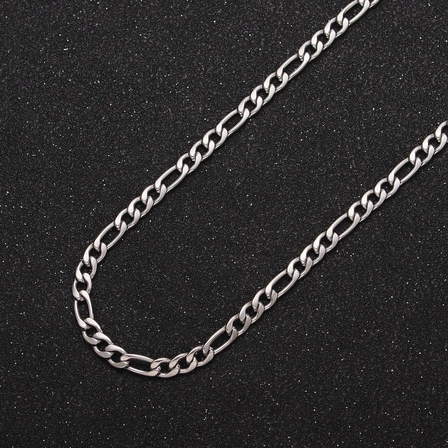 White gold filled 3.5mm figaro unfinished chain for jewelry making | roll-1490