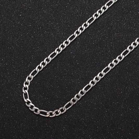 White gold filled 3.5mm figaro unfinished chain for jewelry making | roll-1490